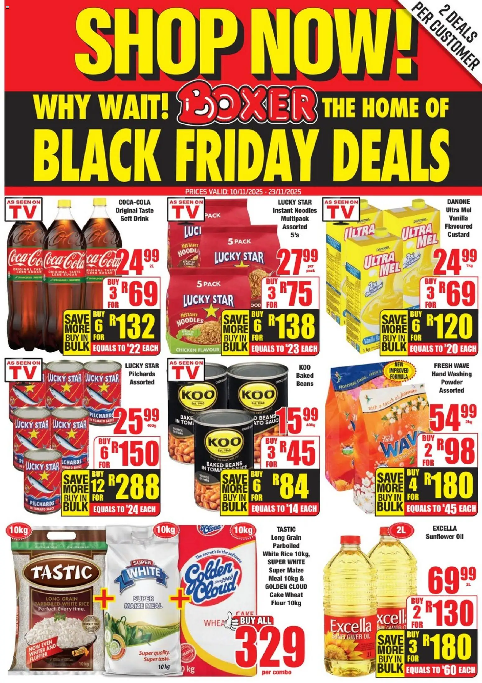 New Boxer catalogue – valid from 10.11.2025 | Page: 1 | Products: Pilchards, Flour, TV, Rice