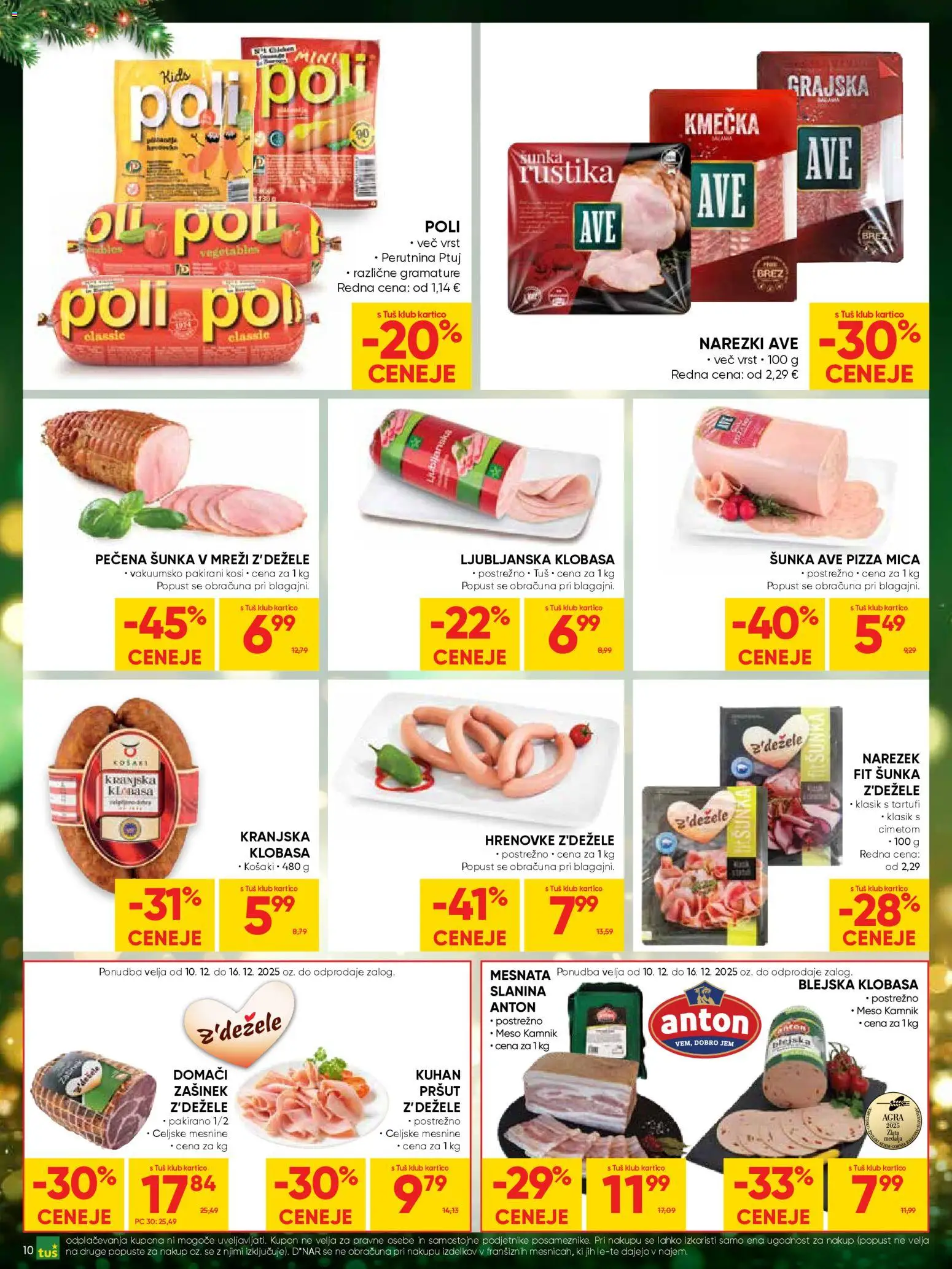 Novi Tuš katalog ponudbe – veljaven od 10.12.2025 | Stran: 10 | Izdelki: Hrenovke, Pršut, Narezek, Sunka