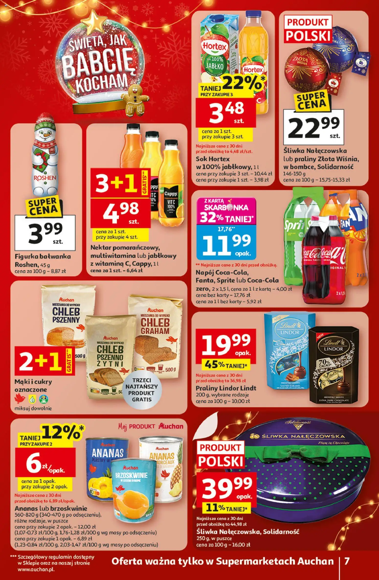 Auchan Gazetka od 18.12.2025 | Strona: 7 | Produkty: Sprite, Chleb, Sok, Brzoskwinie