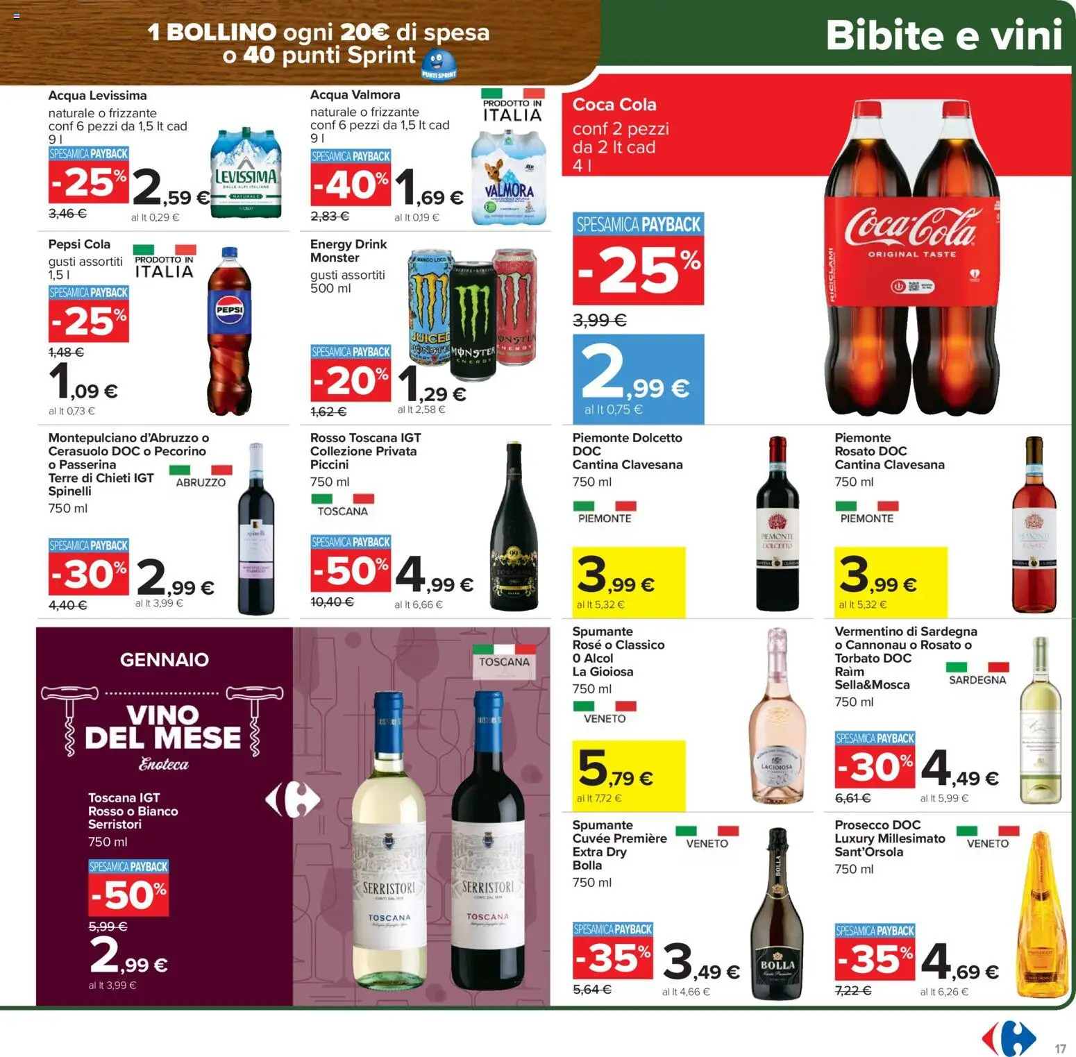 Volantino Carrefour del 15.01.2026 | Pagina: 17 | Prodotti: Spumante, Bibite, Pepsi, Pecorino