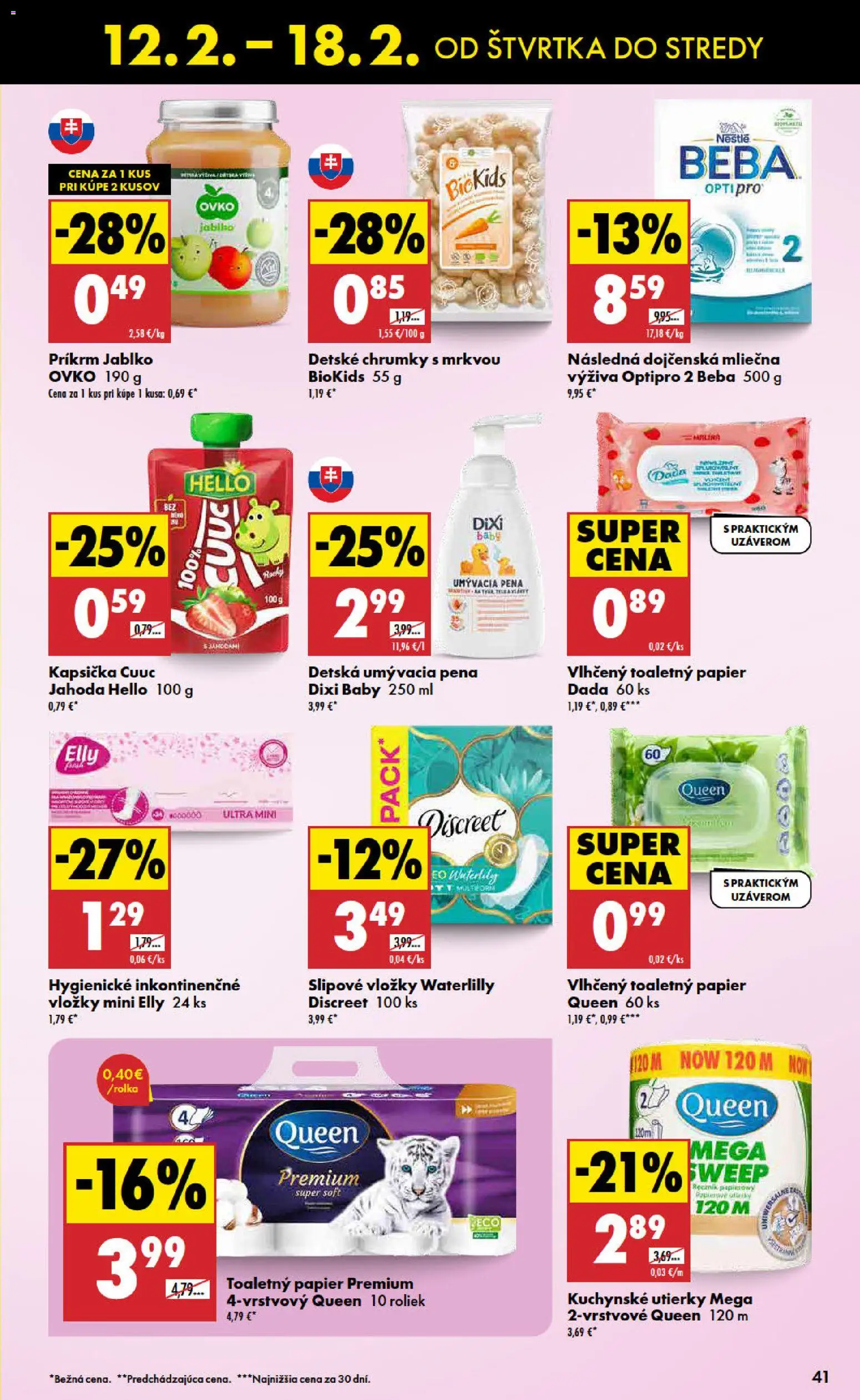 Nové Biedronka akcie – leták je platný od 12.02.2026 | Strana: 41 | Produkty: Toaletný papier, Beba