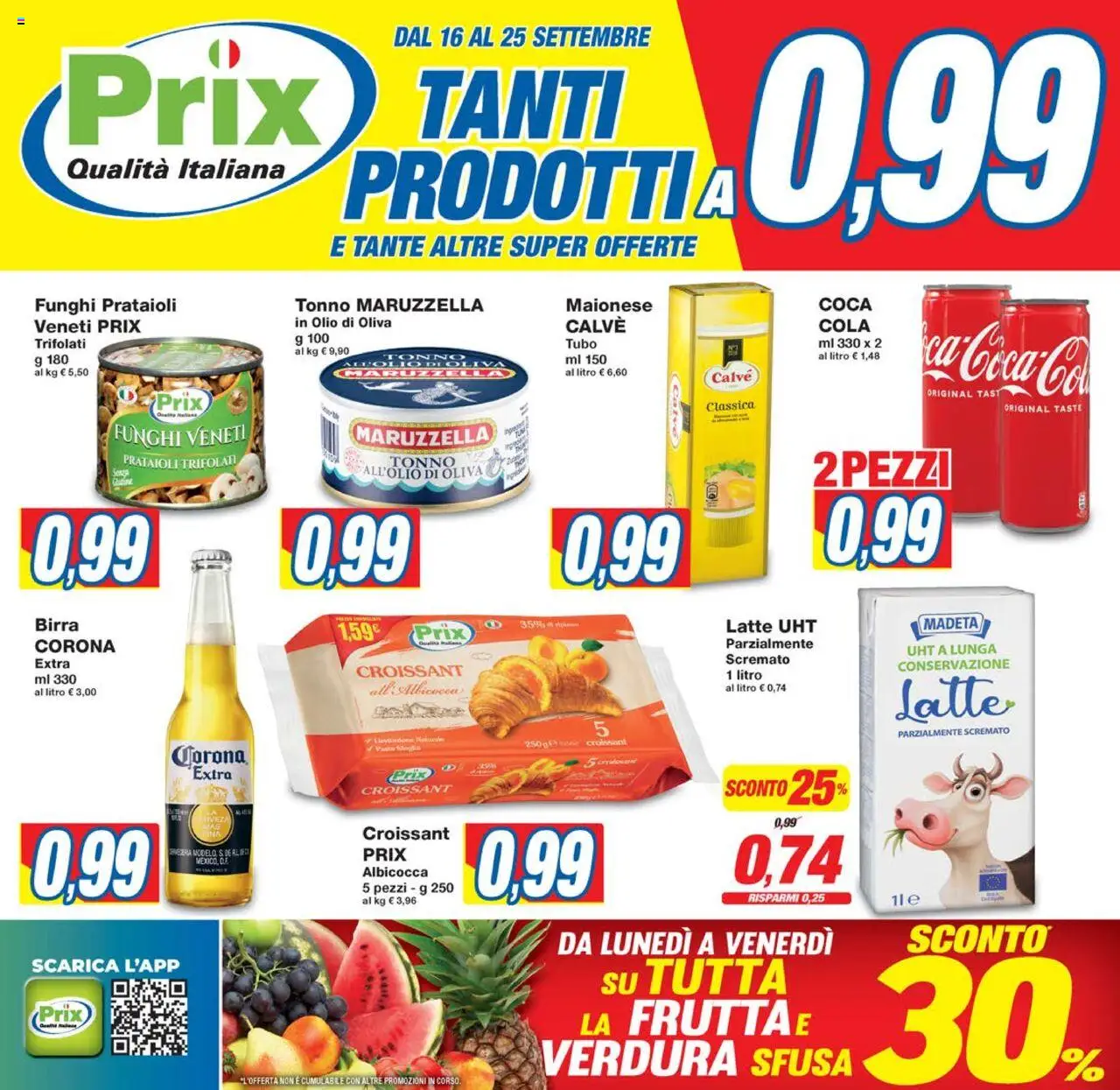 Volantino Prix del 16.09.2025 | Pagina: 1 | Prodotti: Birra, Latte, Olio, Latte parzialmente scremato