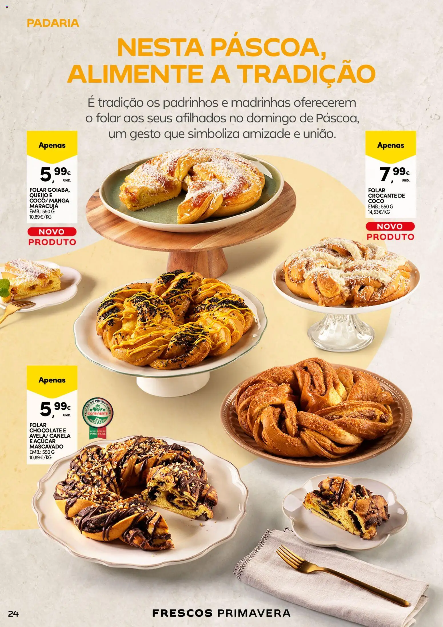 Continente - A frescura da primavera │ válido de 17.03.2026 | Página: 24 | Produtos: Padaria, Canela, Queijo, Chocolate