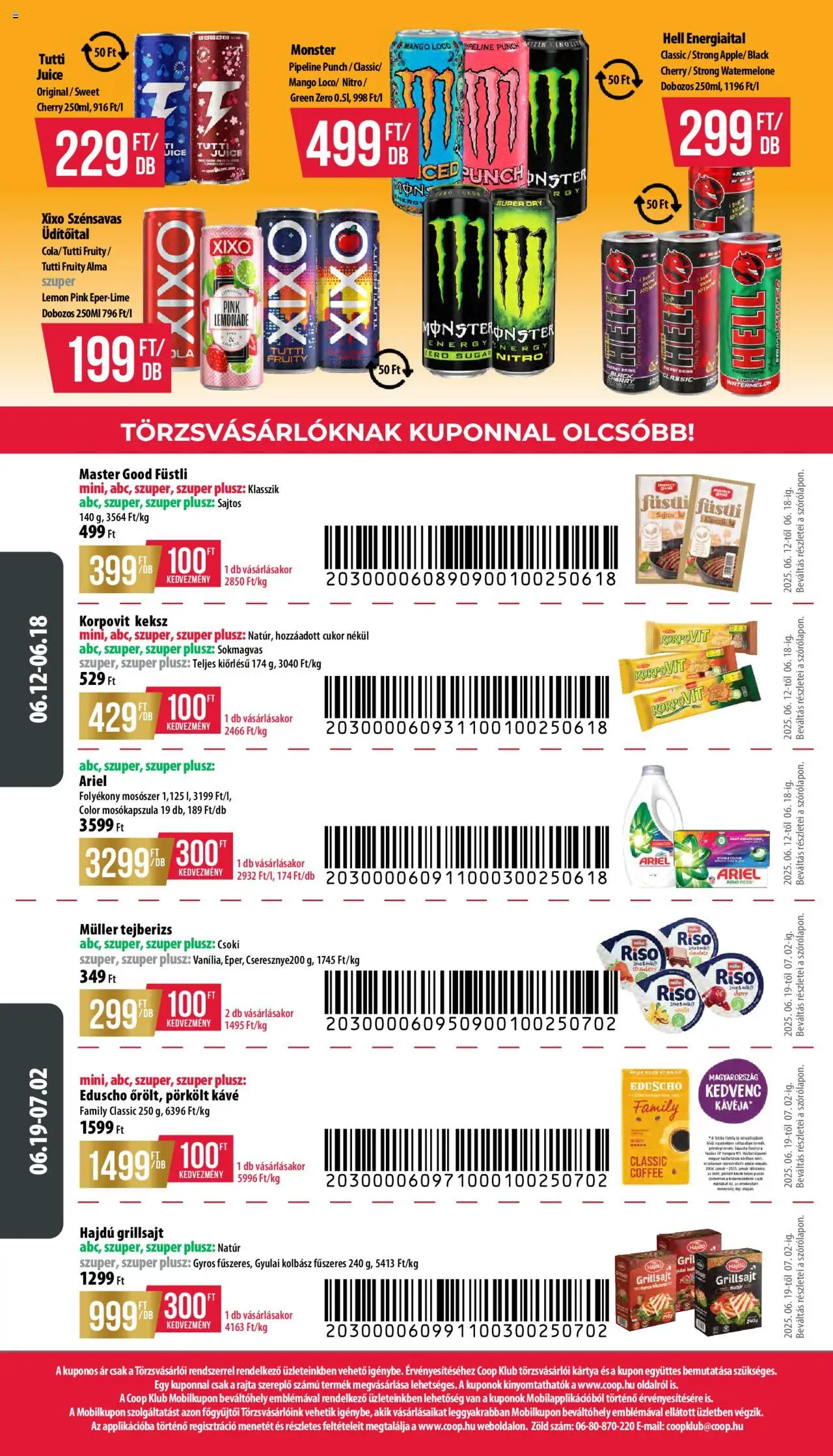COOP akciós ujság - amely érvényes a következő dátumtól: 12.06.2025 | Oldal: 12 | Termékek: Grillsajt, Mosókapszula, Keksz, Mangó