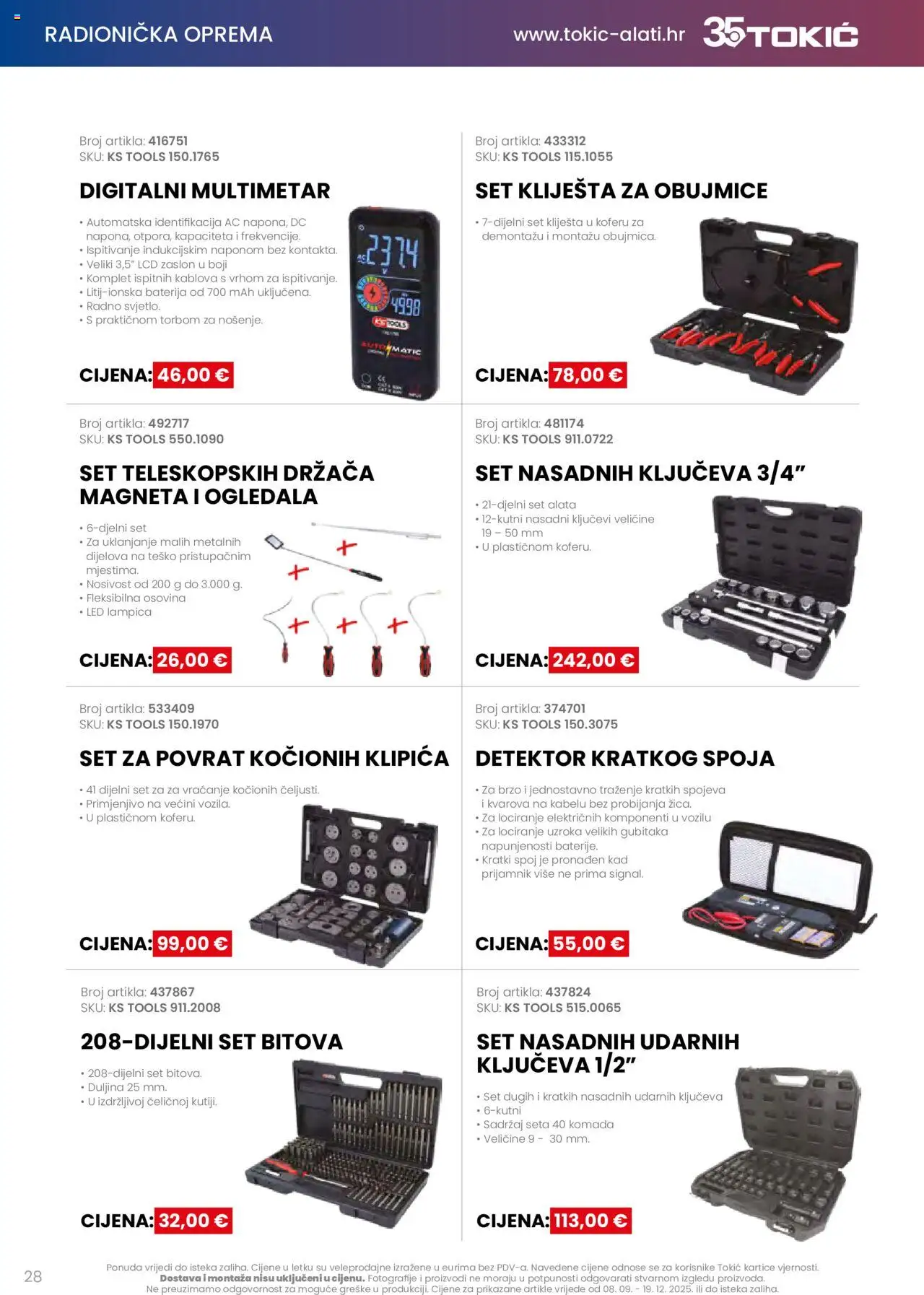 Tokić katalog | vrijedi od 08.09.2025 | Stranica: 28 | Proizvodi: Baterija, Ogledala, Kliješta