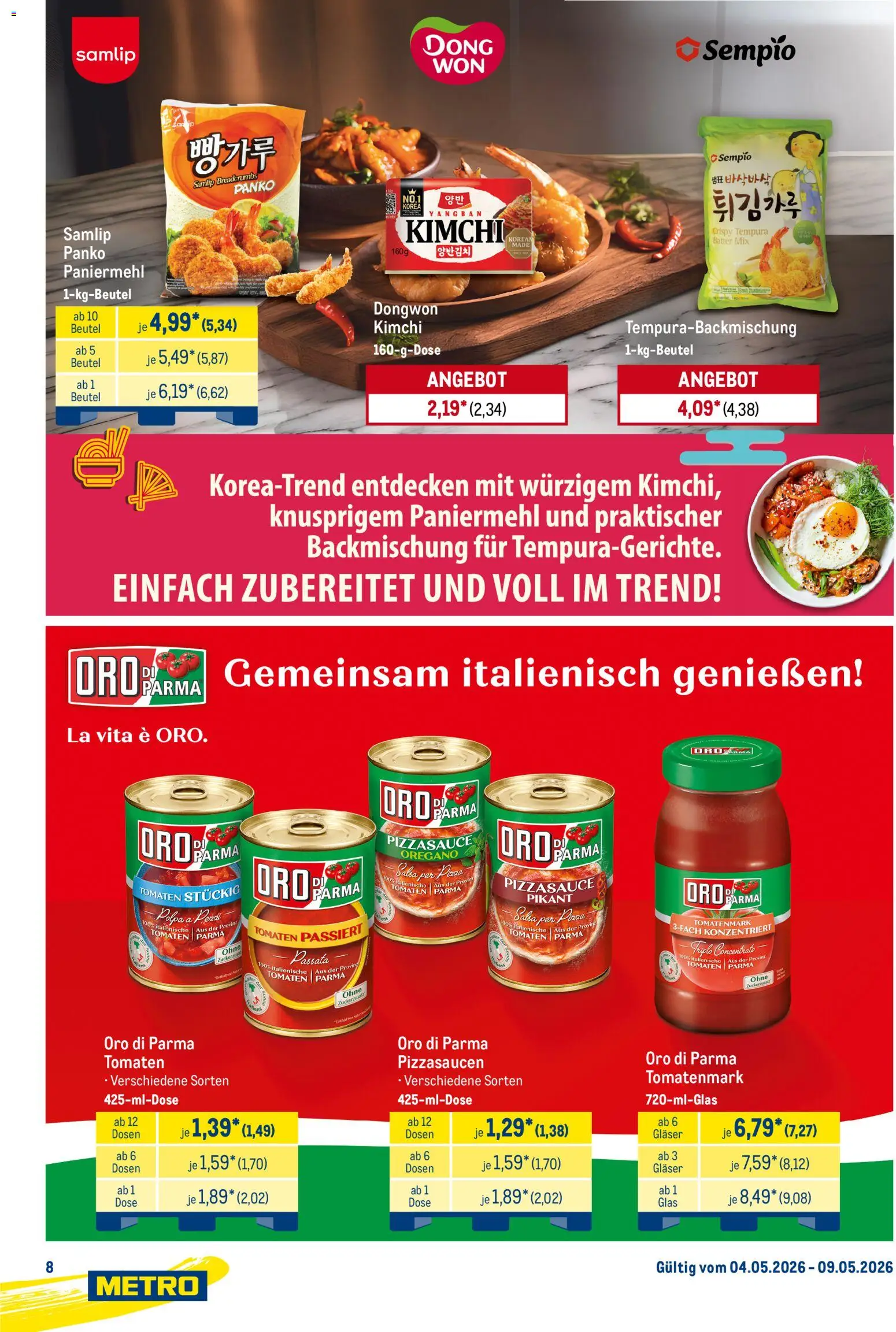 Metro Starke Marken – gültig ab 04.05.2026 | Seite: 8 | Produkte: Sony, Tomaten, Oro di parma, Pizza