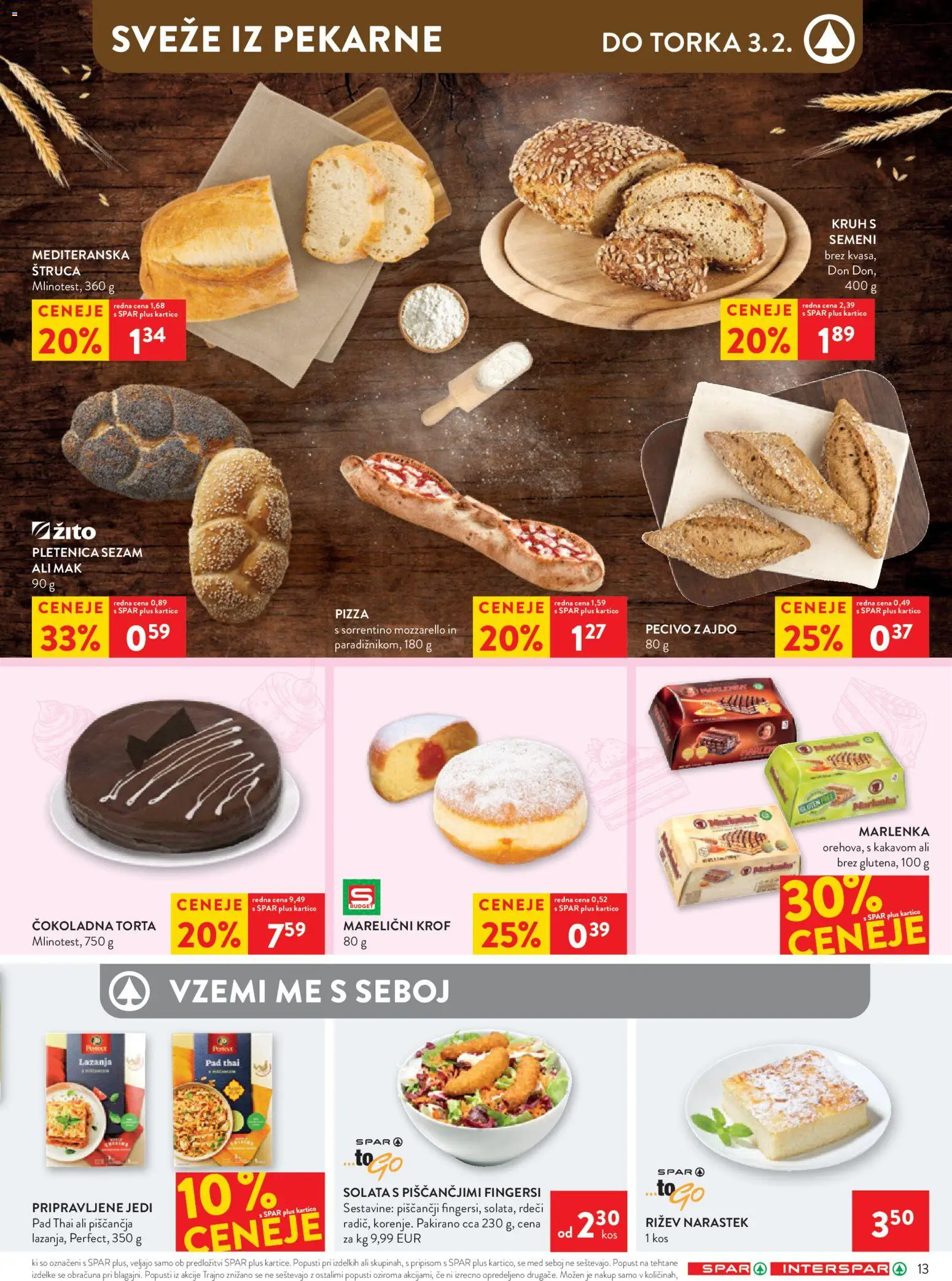 Novi Spar katalog ponudbe – veljaven od 28.01.2026 | Stran: 15 | Izdelki: Torta, Kruh, Lazanja, Solata