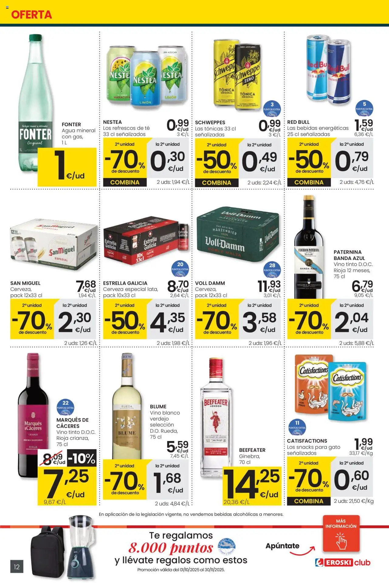 Eroski - Precio más bajo City │ válido desde el 02.10.2025 | Página: 12 | Productos: Vino, Cerveza, Té, Agua mineral