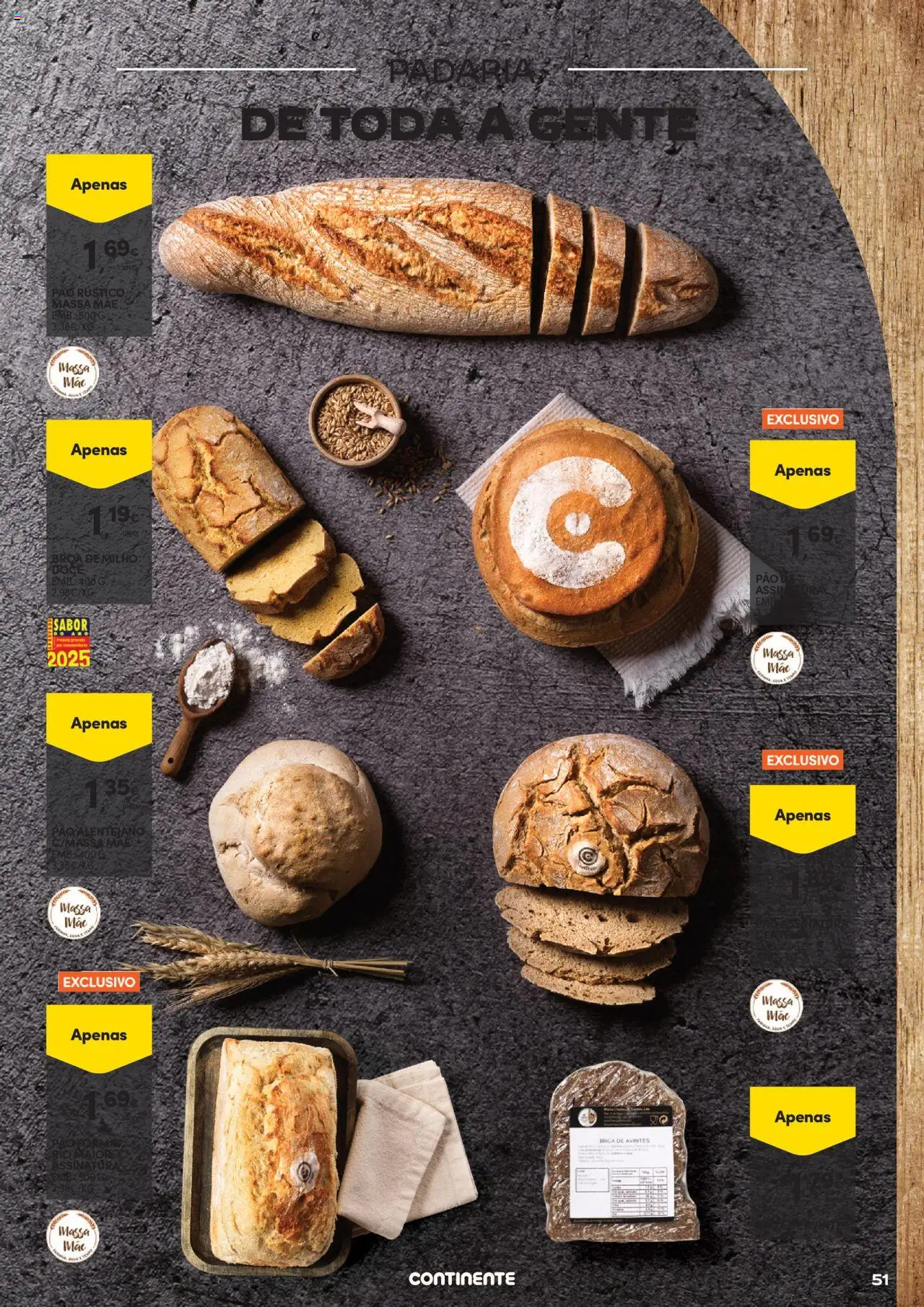 Continente - Vinhos, Enchidos e Queijos: A vida passa a comer com uma boa petiscada │ válido de 23.09.2025 | Página: 51 | Produtos: Pão, Massa, Milho