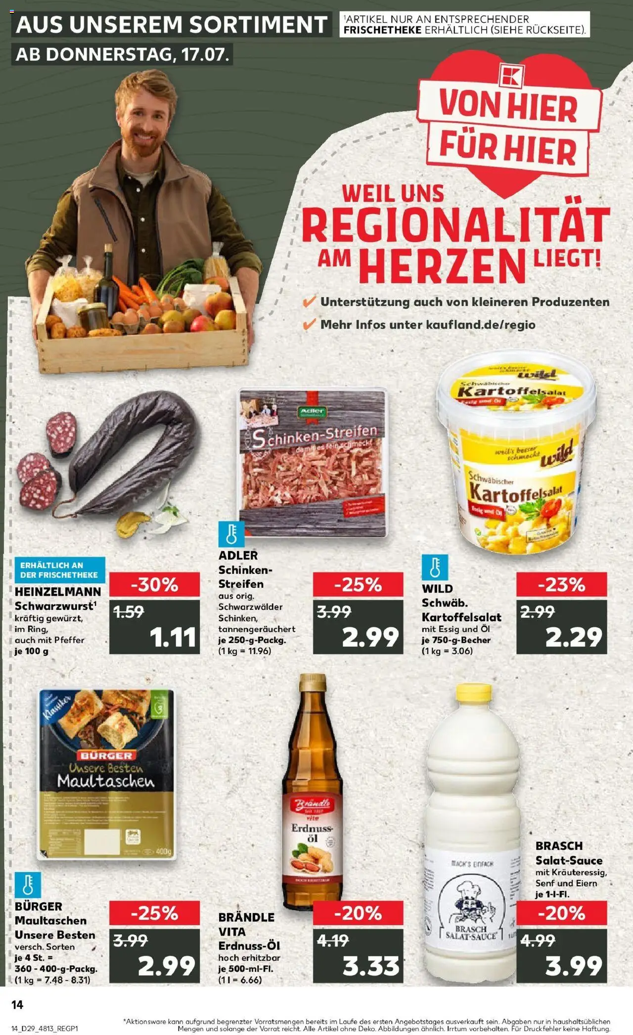 Kaufland prospekt Singen (Hohentwiel)	 - gültig ab dem 16.07.2025 | Seite: 1 | Produkte: Dressing, Burger, Pfeffer, Maultaschen