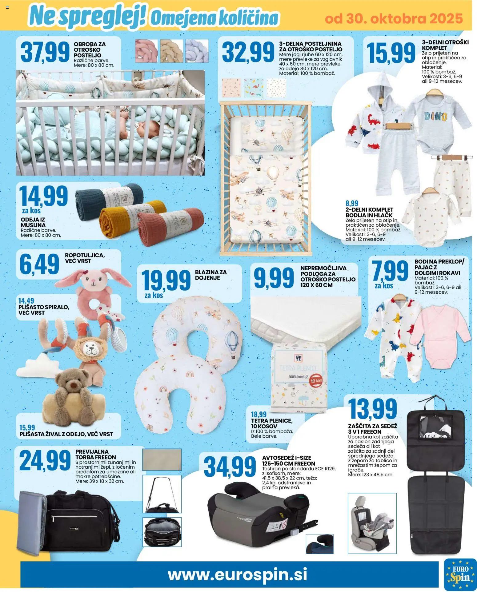 Novi Eurospin katalog ponudbe – veljaven od 30.10.2025 | Stran: 15 | Izdelki: Teza, Blazina, Odeja, Kos