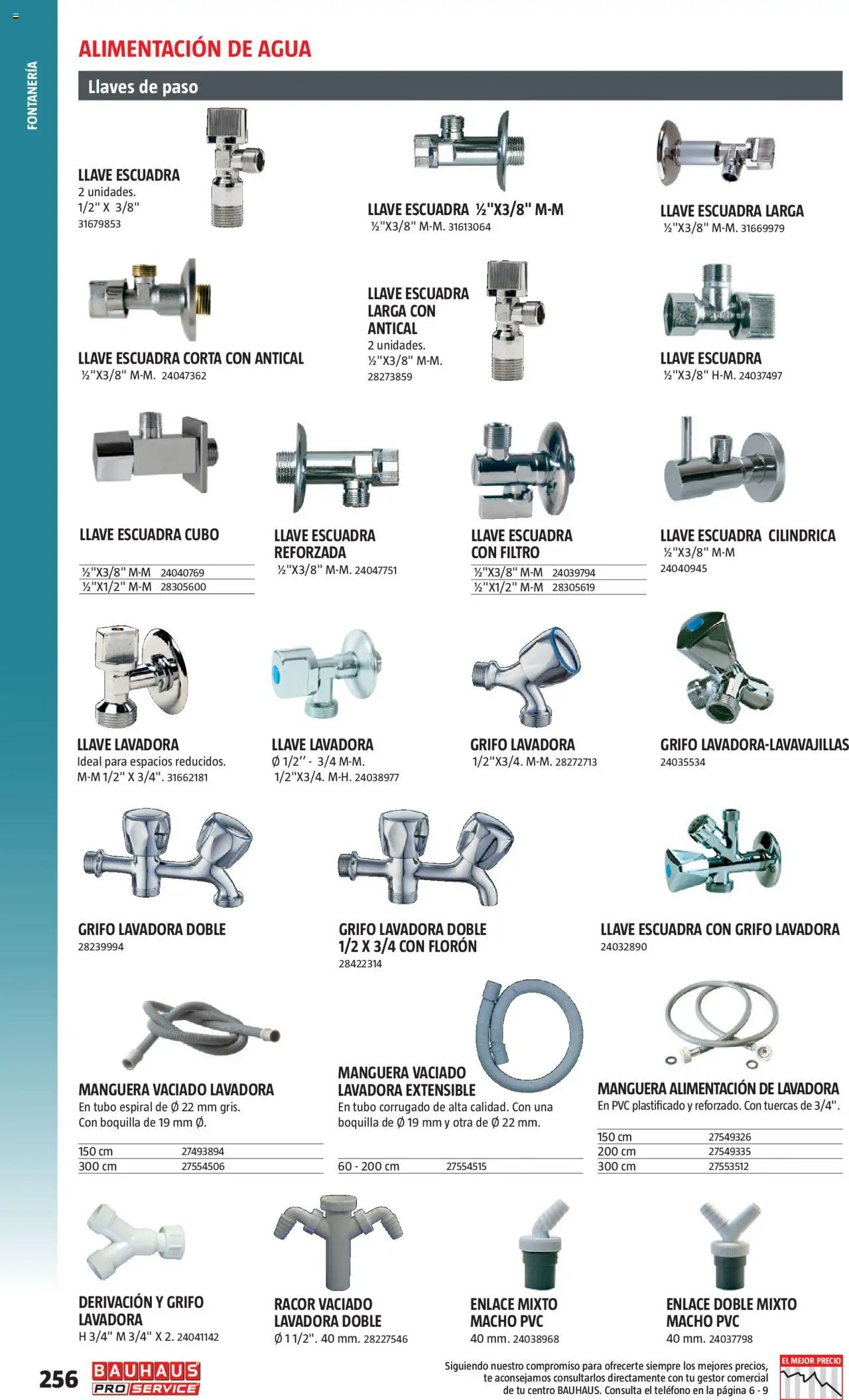 Bauhaus - ProService  │ válido desde el 24.02.2025 | Página: 256 | Productos: Manguera, Té, Teléfono, Lavadora