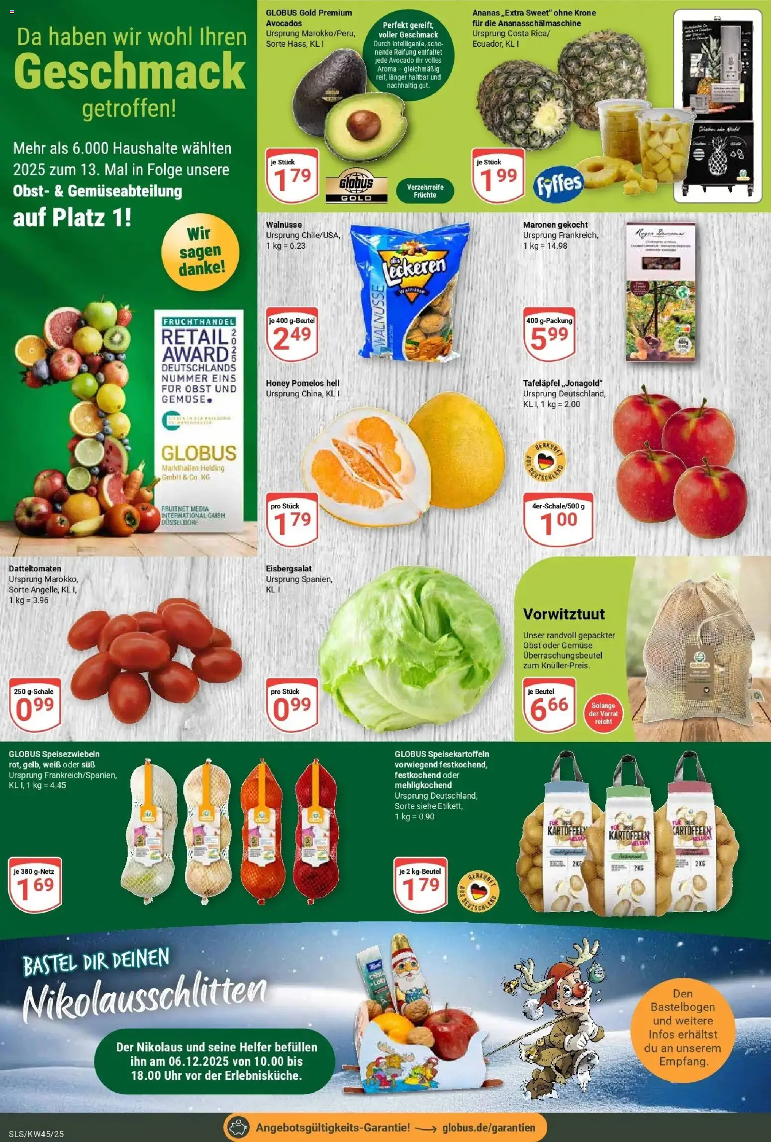 Globus prospekt Saarlouis	 – gültig ab 02.11.2025 | Seite: 6 | Produkte: Walnüsse, Kartoffeln, Obst, Uhr