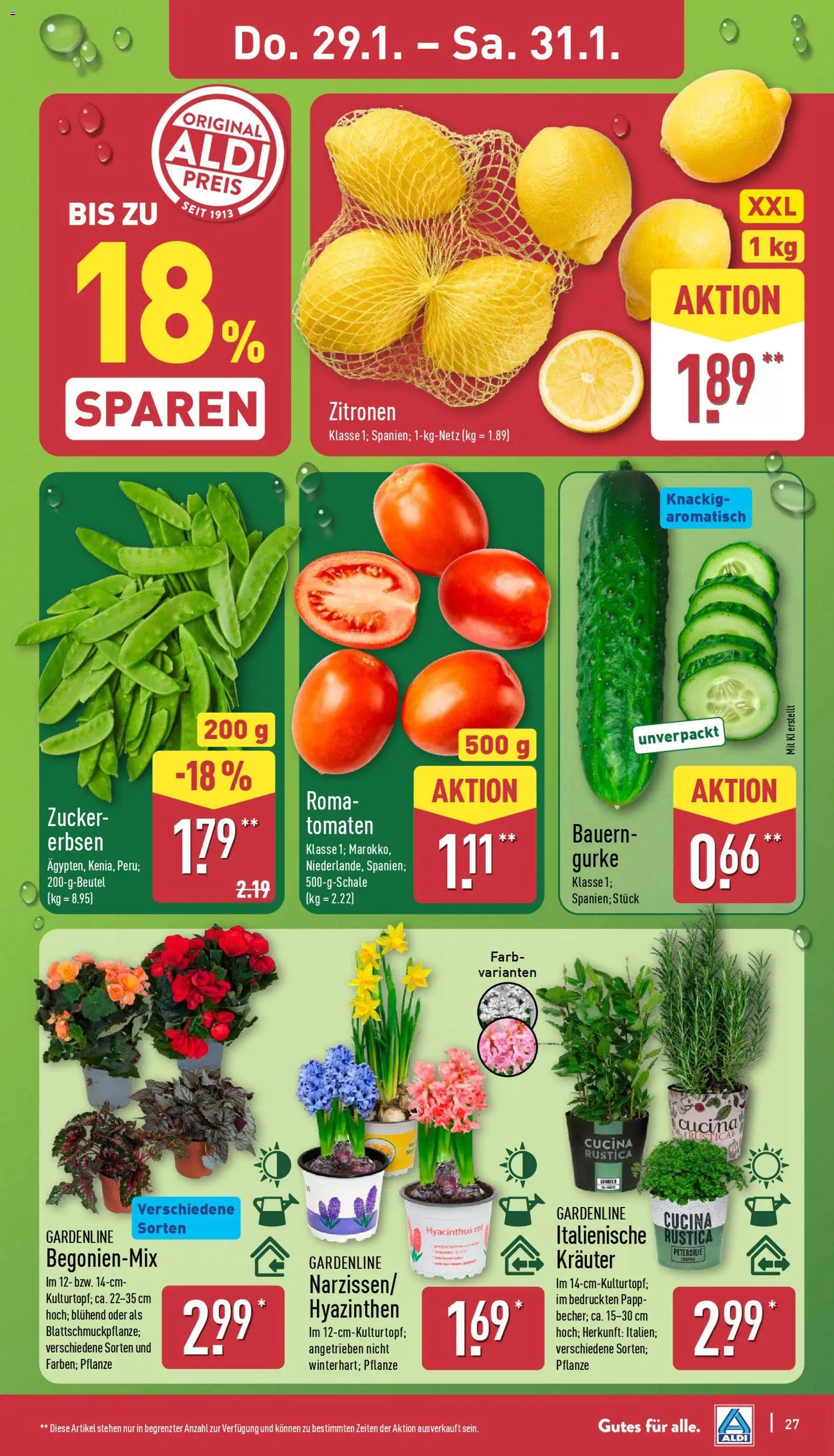Aldi Prospekt 	 – gültig ab 26.01.2026 | Seite: 29 | Produkte: Tomaten, Zucker, Petersilie, Zitronen
