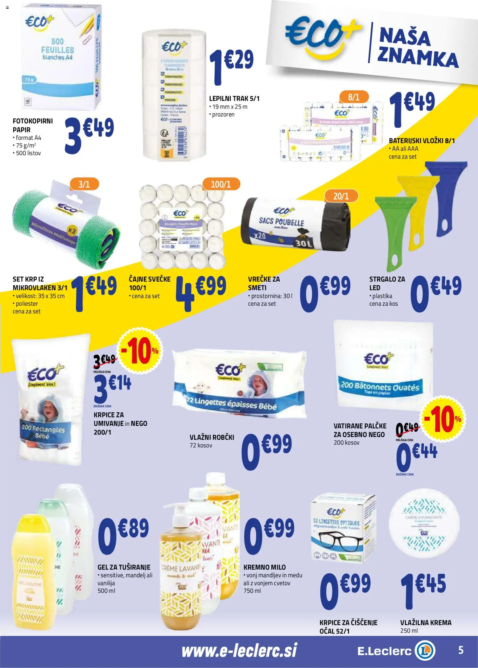 Novi E.leclerc katalog ponudbe – veljaven od 21.01.2026 | Stran: 5 | Izdelki: Kos, Krema, Milo, Gel za tusiranje