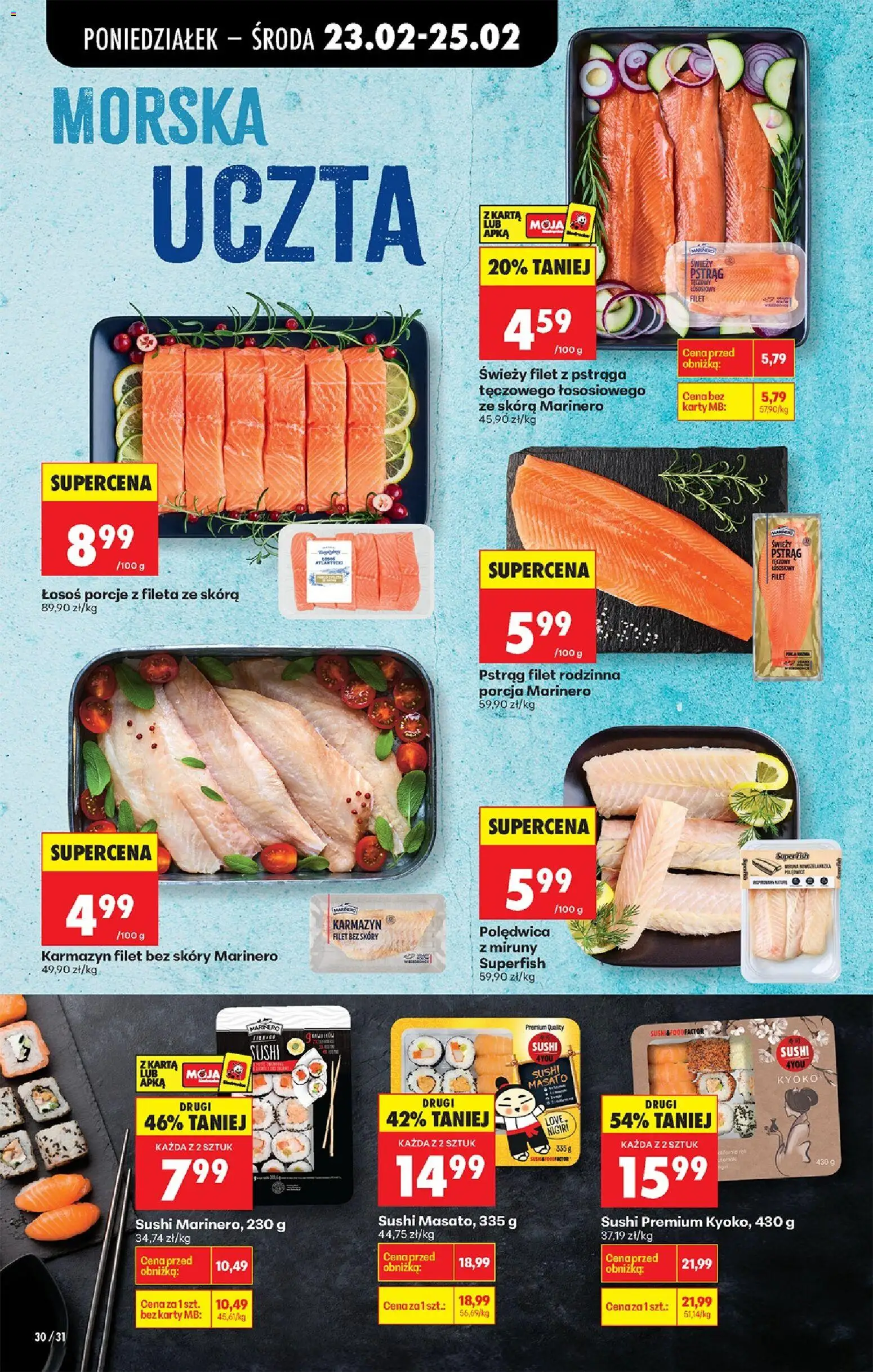 Biedronka Polsko leták od 23.02.2026 | Strana: 34 | Produkty: Losos, Sushi, Filet, Karty