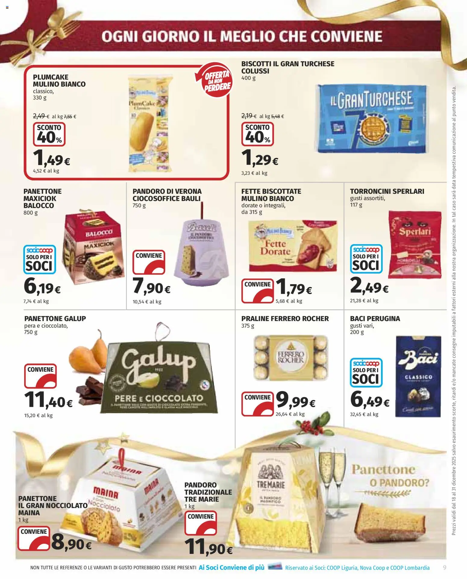 Volantino COOP del 18.12.2025 | Pagina: 9 | Prodotti: Cioccolato, Biscotti, Pera, Fette biscottate