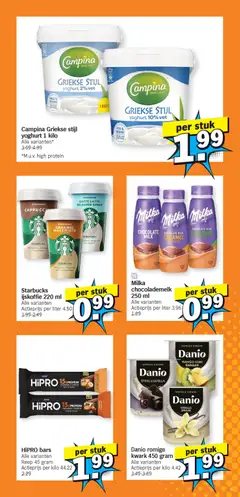 Starbucks ijskoffie 220 ml, Alle varianten - Voorbeeld van een folder van Albert Heijn, geldig van 16.03.2026 | Pagina: 9 | Producten: Kiwi, Kwark, Banaan, Ijskoffie