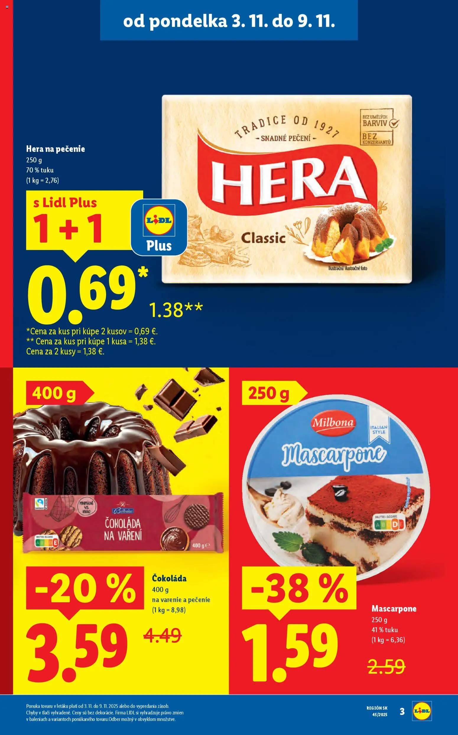 Nové Lidl akcie – leták je platný od 06.11.2025 | Strana: 8 | Produkty: Čokoláda, Mascarpone, Hera
