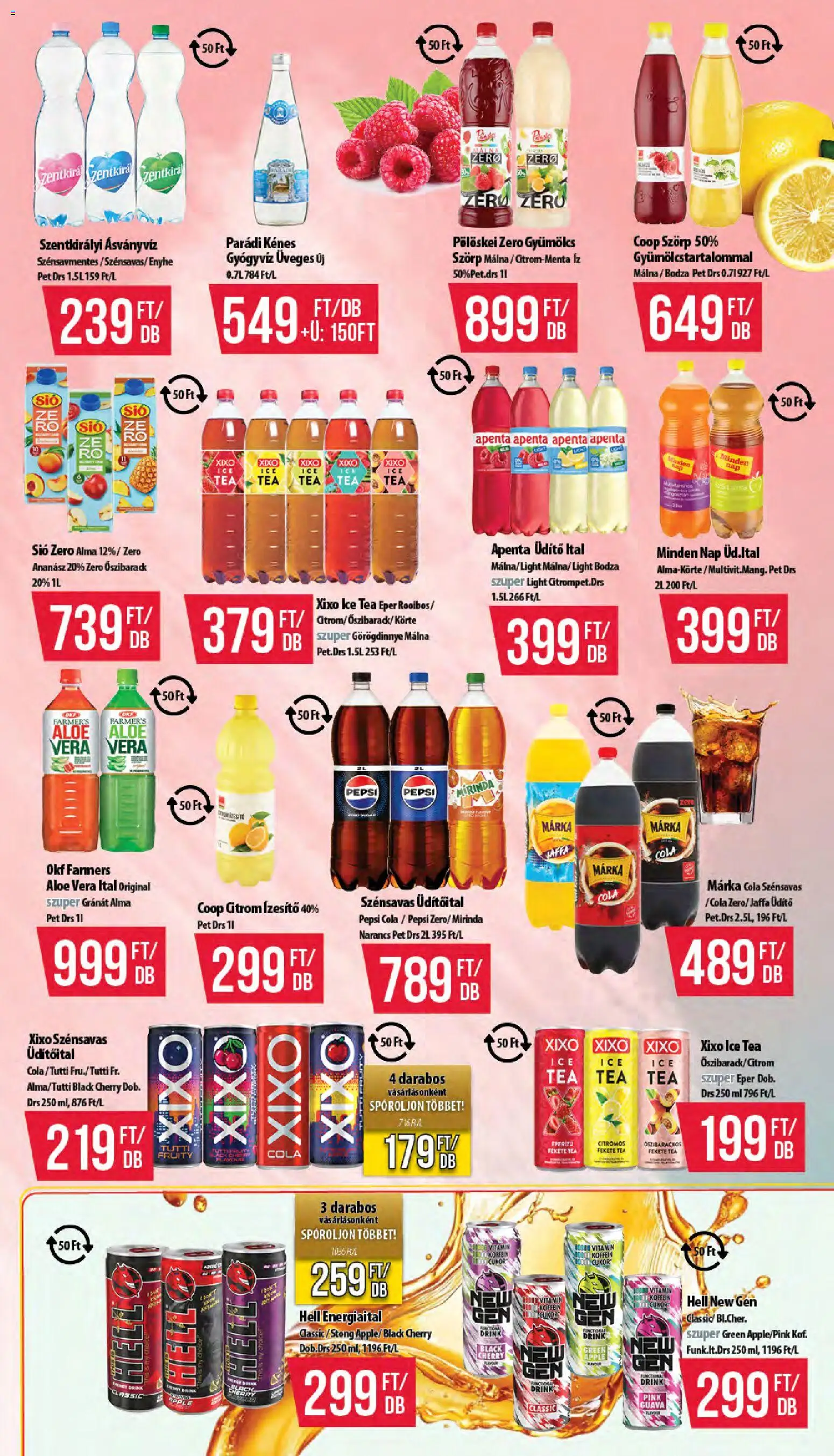COOP akciós ujság - amely érvényes a következő dátumtól: 19.03.2026 | Oldal: 9 | Termékek: Energiaital, Pepsi, Szentkirályi ásványvíz, Citrom