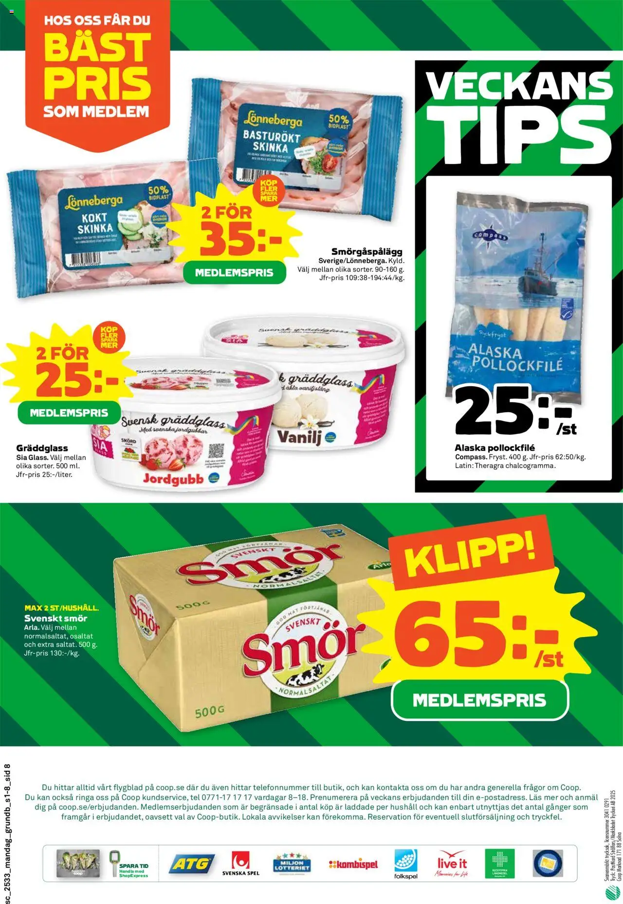 Stora Coop reklamblad aktuell från 11.08.2025 | Sida: 8 | Produkter: Smörgåspålägg, Skinka, Jordgubbar, Spel