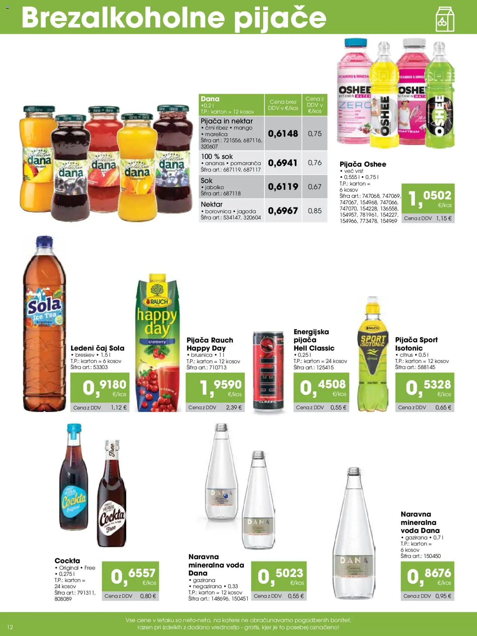 Novi Tuš katalog ponudbe – veljaven od 07.12.2025 | Stran: 12 | Izdelki: Ledeni čaj, Sok, Ananas, Voda