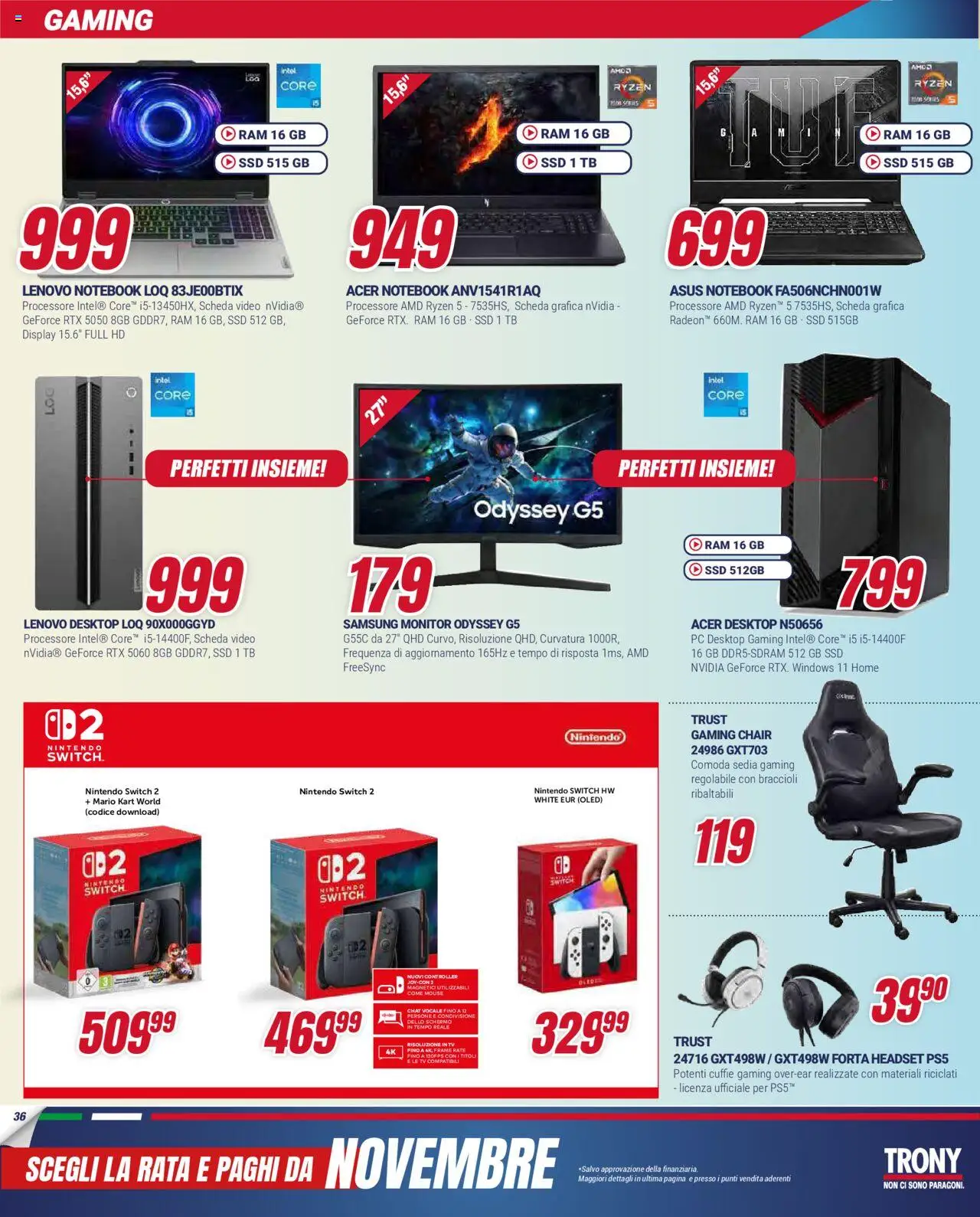 Volantino Trony del 21.08.2025 | Pagina: 36 | Prodotti: Schermo, Monitor, Braccioli, TV