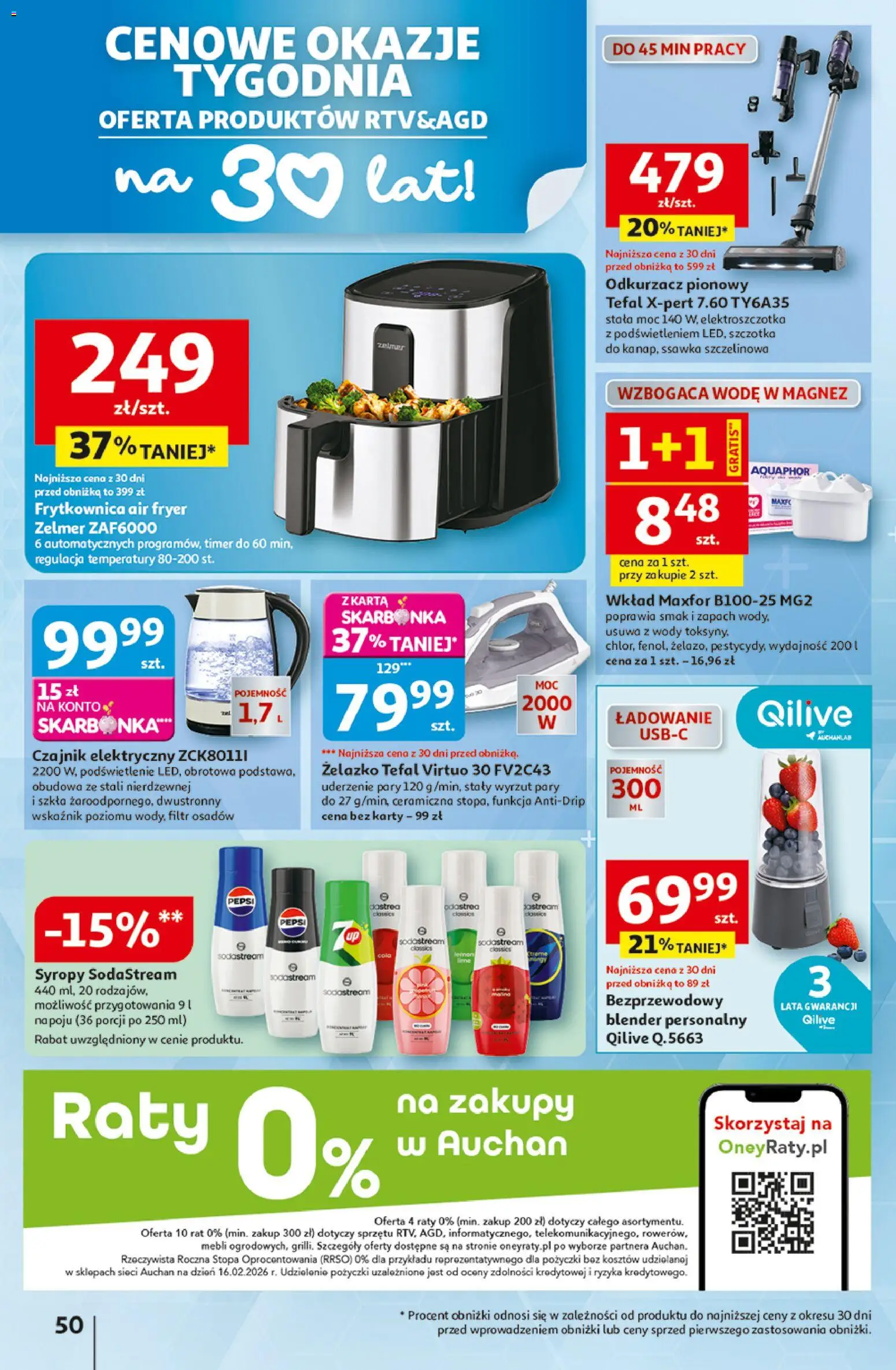Auchan gazetka - 30 Lat Hipermarket od 29.04.2026 | Strona: 50 | Produkty: Odkurzacz, Frytkownica, Zapach, Blender