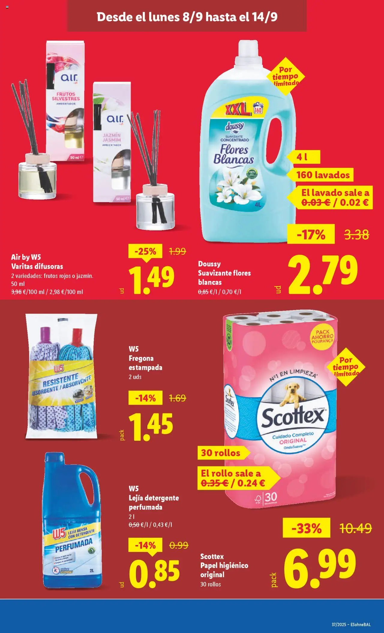 Lidl folleto │ válido desde el 08.09.2025 | Página: 7 | Productos: Detergente, Papel higienico, Suavizante