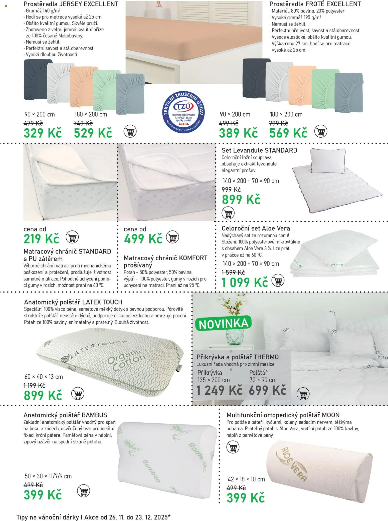 Vesna leták od 26.11.2025 | Strana: 2 | Produkty: Prostěradla, Aloe vera, Matrace, Přikrývka