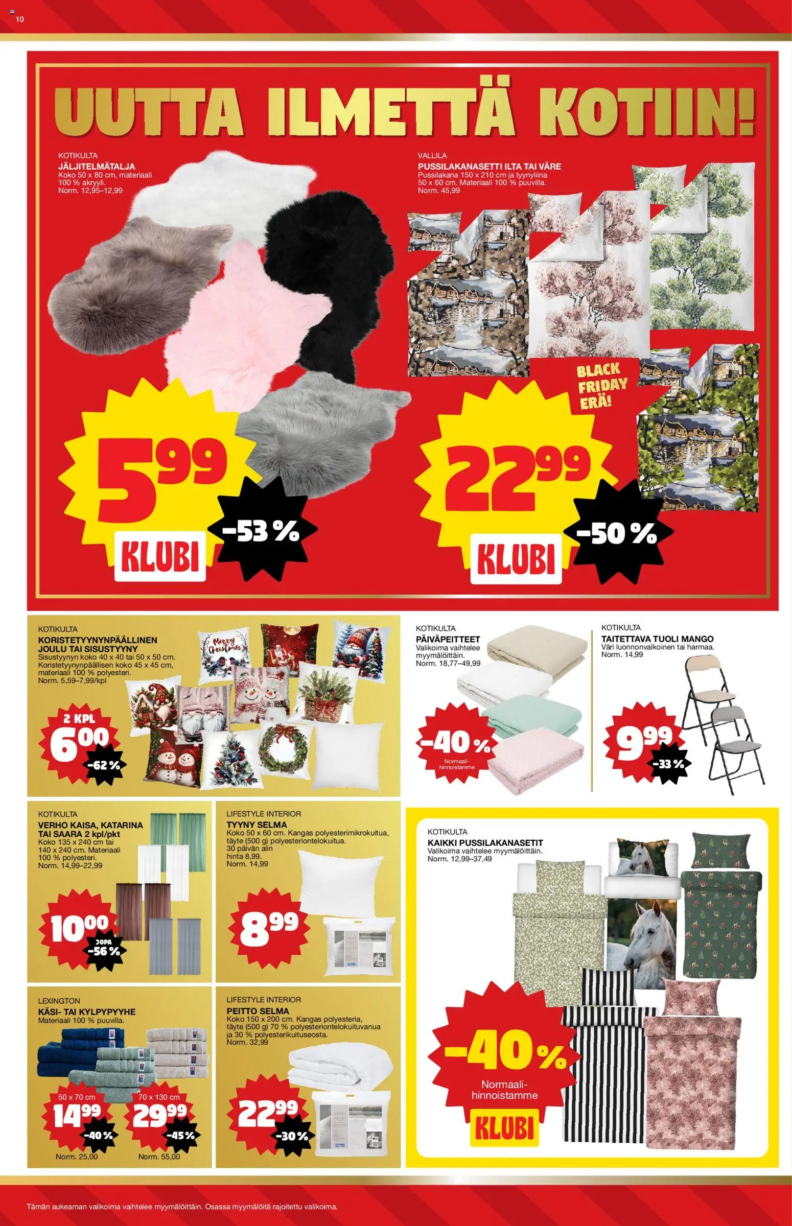 Tokmanni - Black Friday – voimassa 24.11.2025 alkaen | Sivu: 10 | Tuotteet: Mango, Verho, Kangas, Tuoli