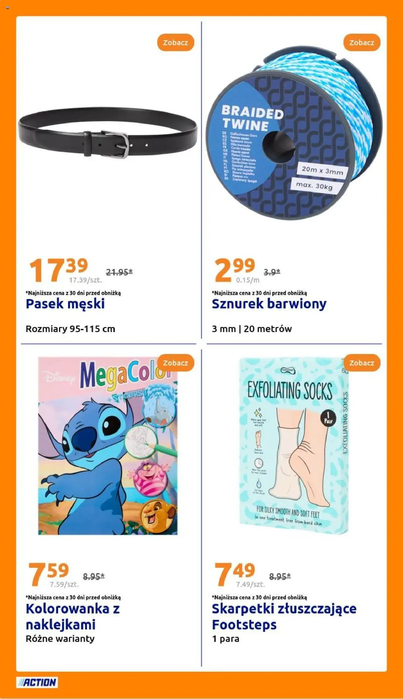 Action Gazetka od 20.08.2025 | Strona: 22 | Produkty: Pasek, Skarpetki, Skarpetki złuszczające