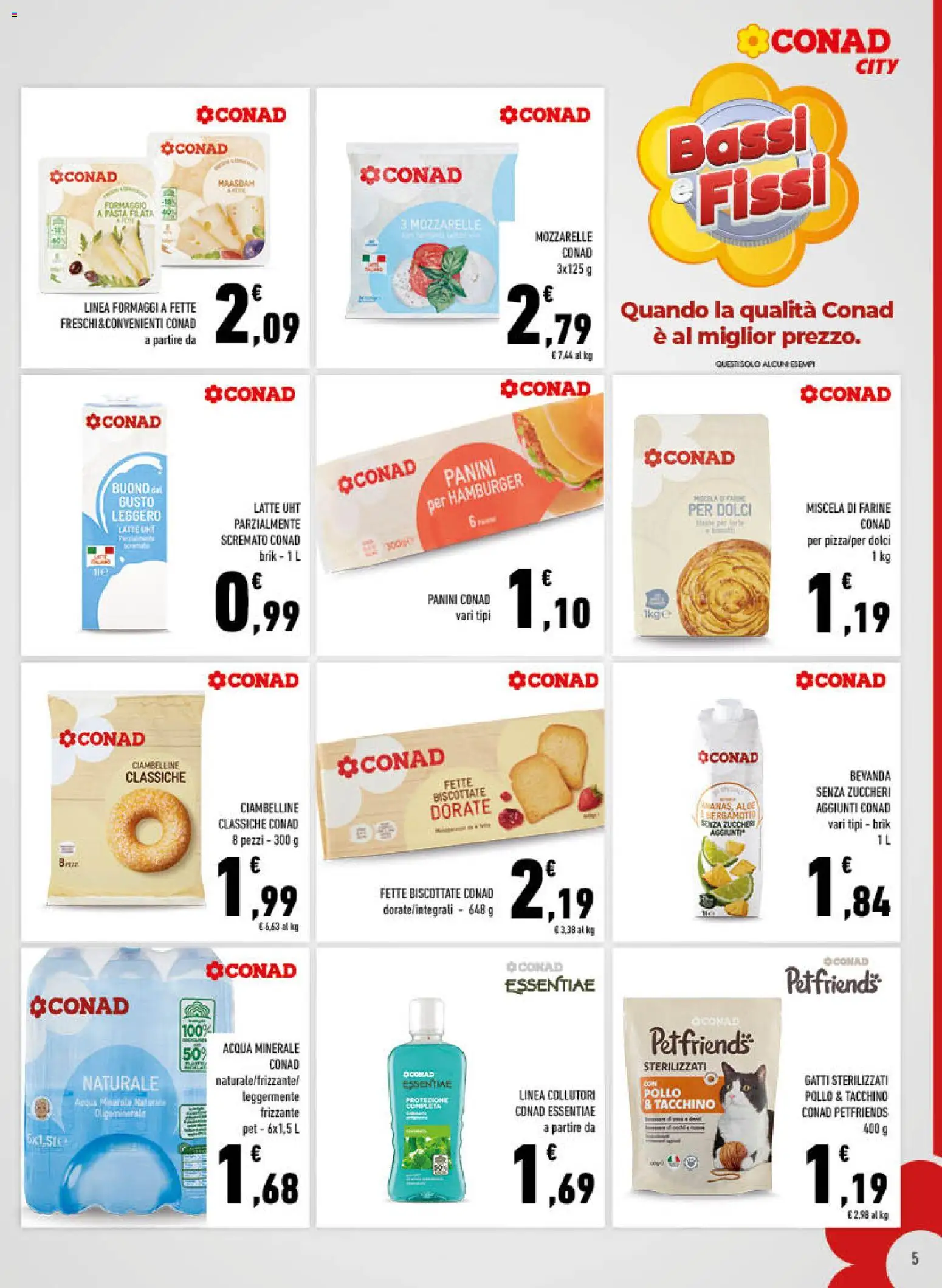 Volantino Conad del 19.11.2025 | Pagina: 5 | Prodotti: Pollo, Tacchino, Mozzarella, Fette biscottate