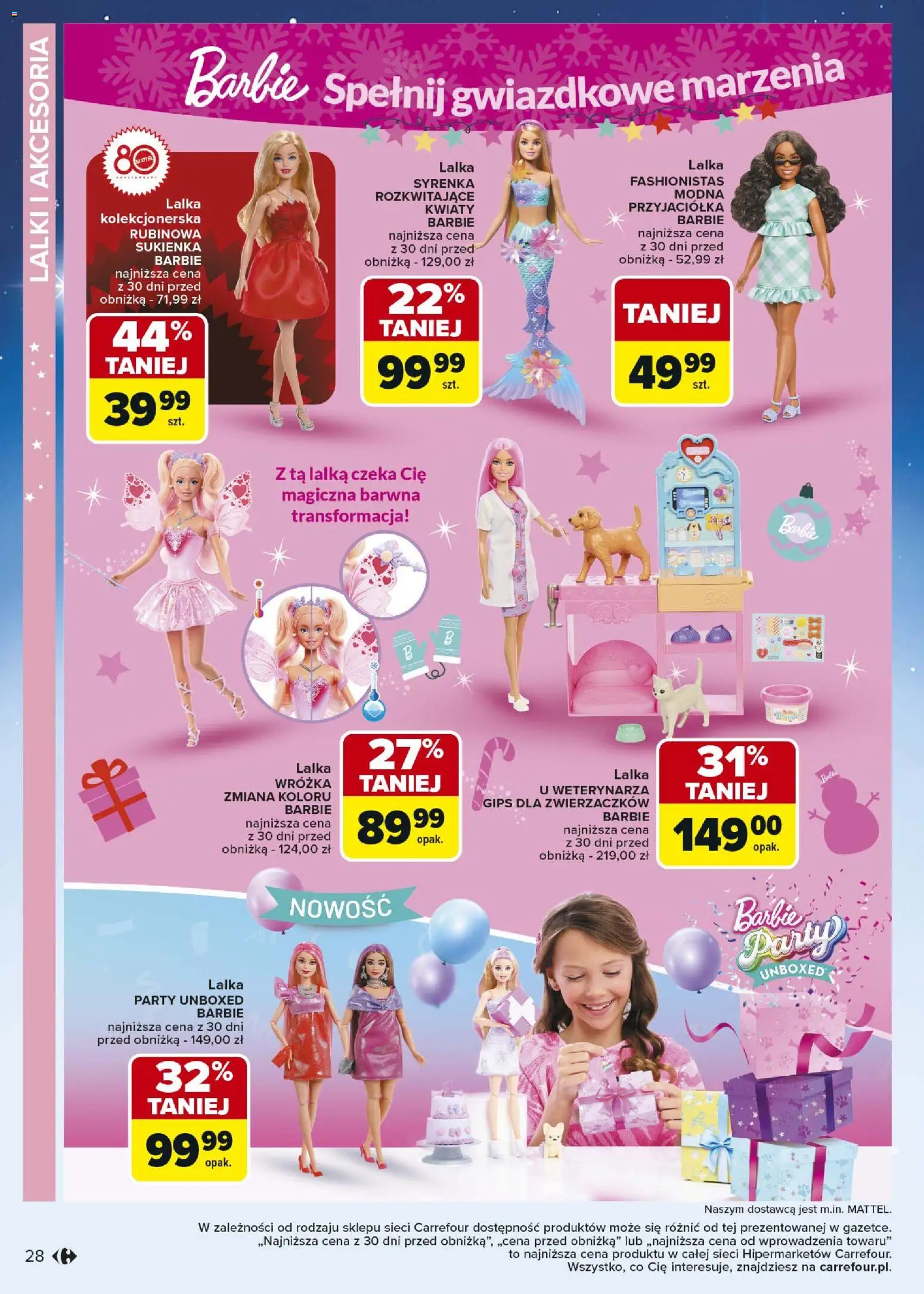 Carrefour Gazetka - Zabawki od 03.11.2025 | Strona: 28 | Produkty: Sukienka, Lalka, Barbie, Kwiaty