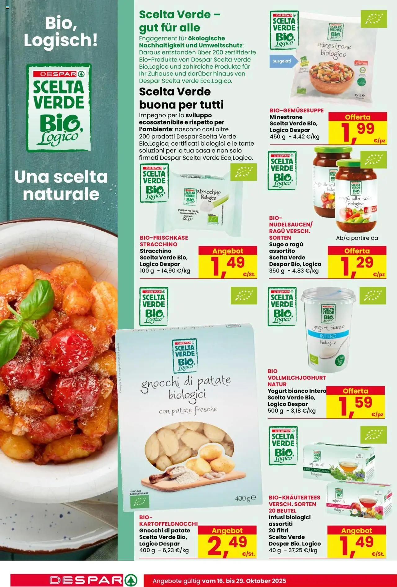 Volantino Despar del 16.10.2025 | Pagina: 2 | Prodotti: Yogurt, Ragú, Stracchino, Gnocchi