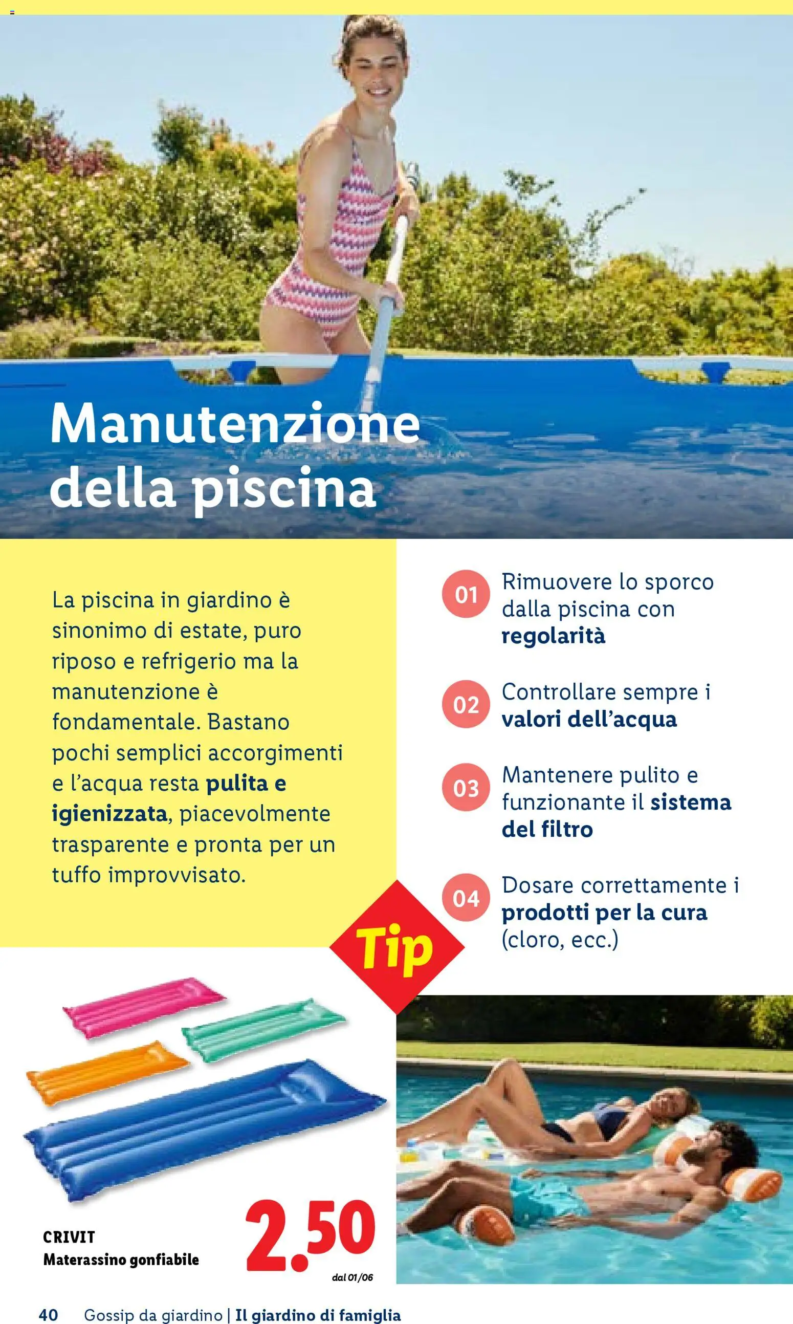 Volantino Lidl del 23.04.2026 | Pagina: 40 | Prodotti: Materassino gonfiabile, Piscina