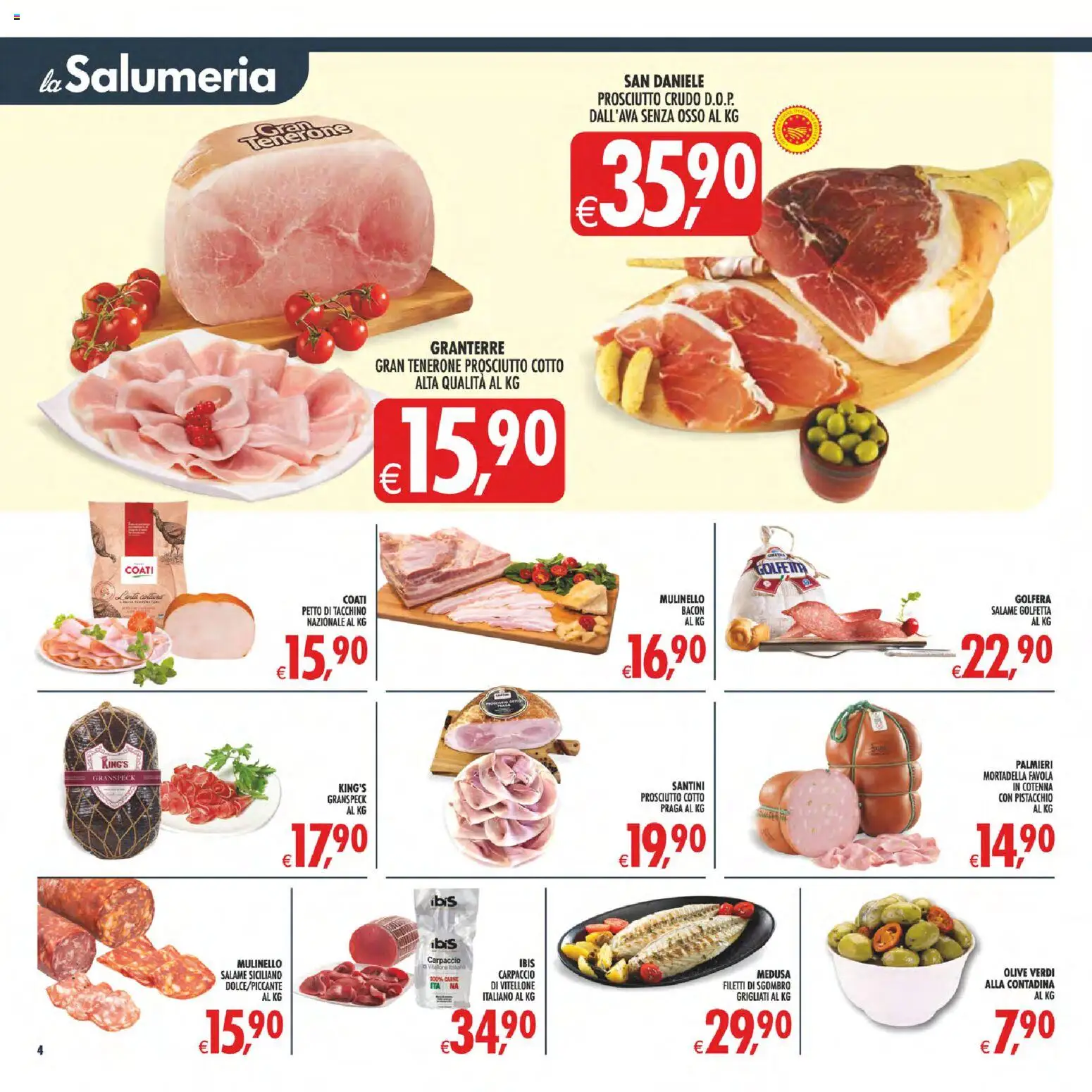 Volantino Decò del 17.03.2026 | Pagina: 4 | Prodotti: Prosciutto Cotto, Salame, Olive, Sgombro