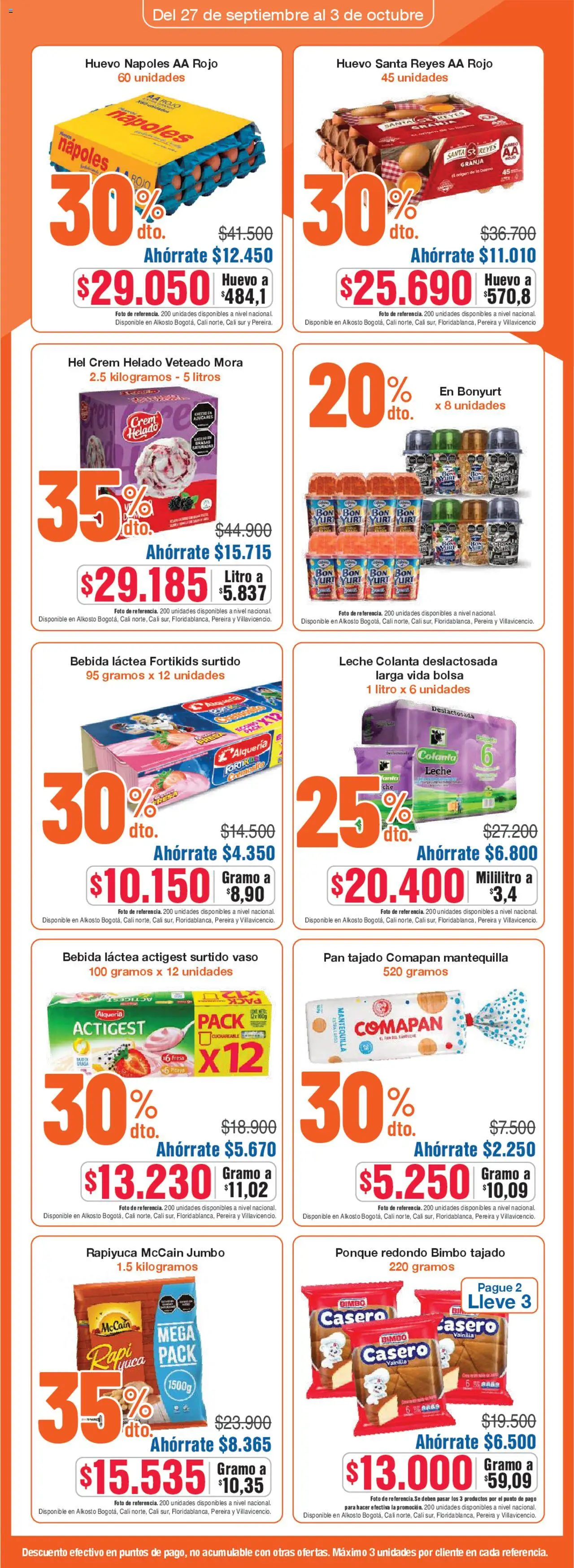 Alkosto folleto │ válido desde el 27.09.2025 | Página: 4 | Productos: Leche, Helado, Bolsa, Συσκευή ροής