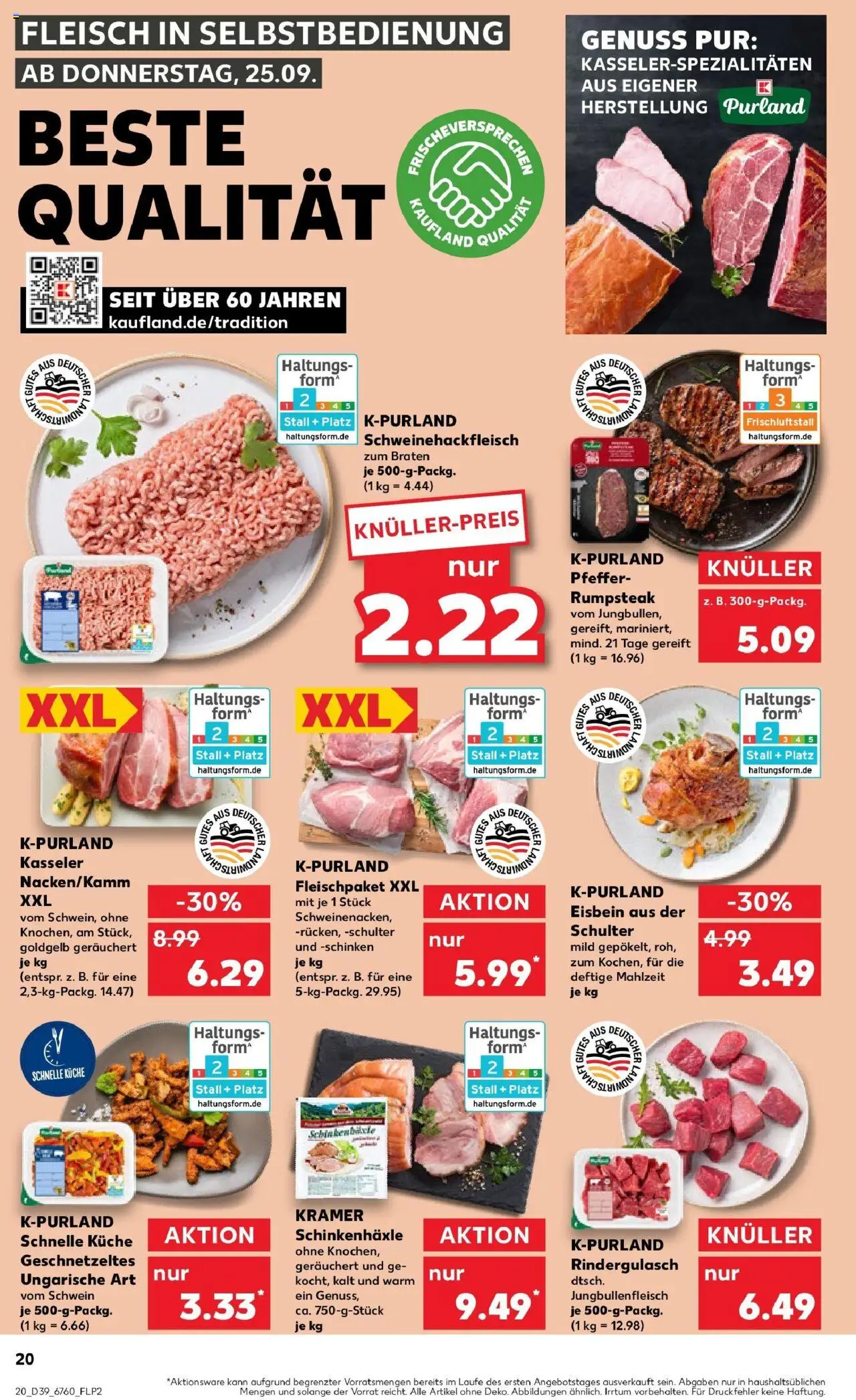 Kaufland prospekt Lichtenfels	 – gültig ab 25.09.2025 | Seite: 20 | Produkte: Rumpsteak, Pfeffer, Schinken, Steak