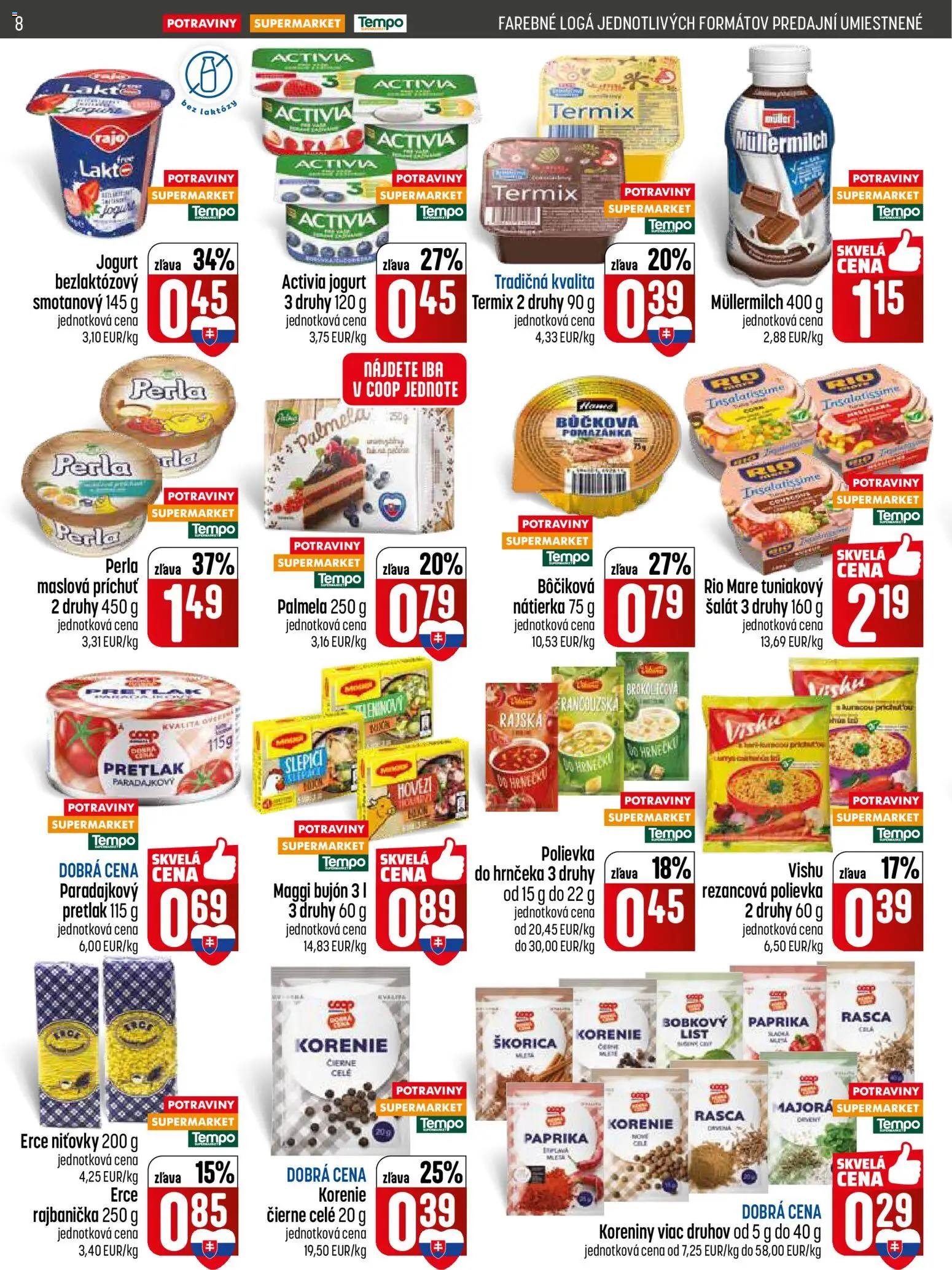 Nové COOP Jednota akcie – leták je platný od 12.02.2026 | Strana: 8 | Produkty: Paprika, Bujón, Rio Mare, Korenie