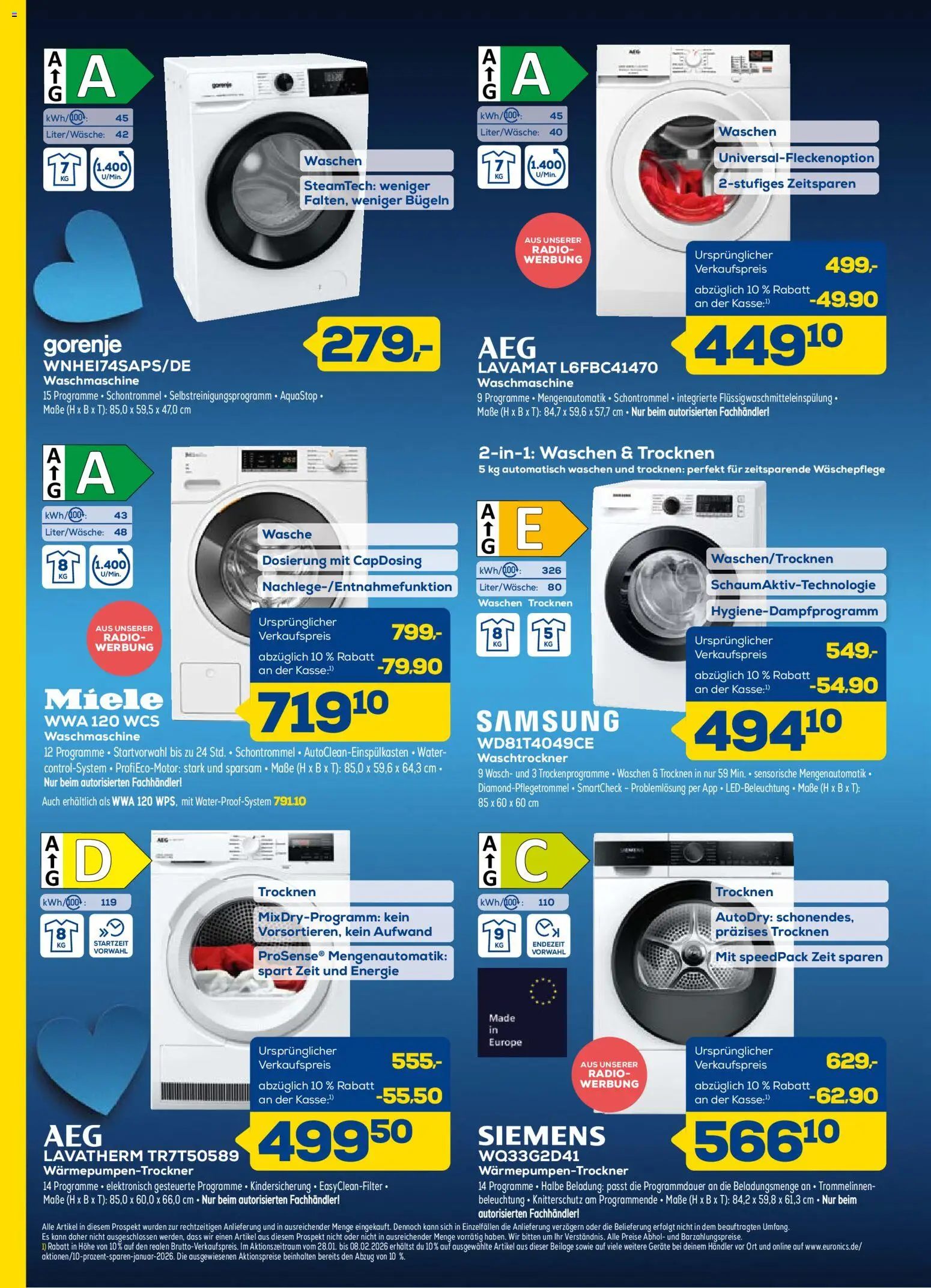 Euronics Prospekt 	 – gültig ab 28.01.2026 | Seite: 2 | Produkte: Miele, Gorenje, Waschmaschine, Radio