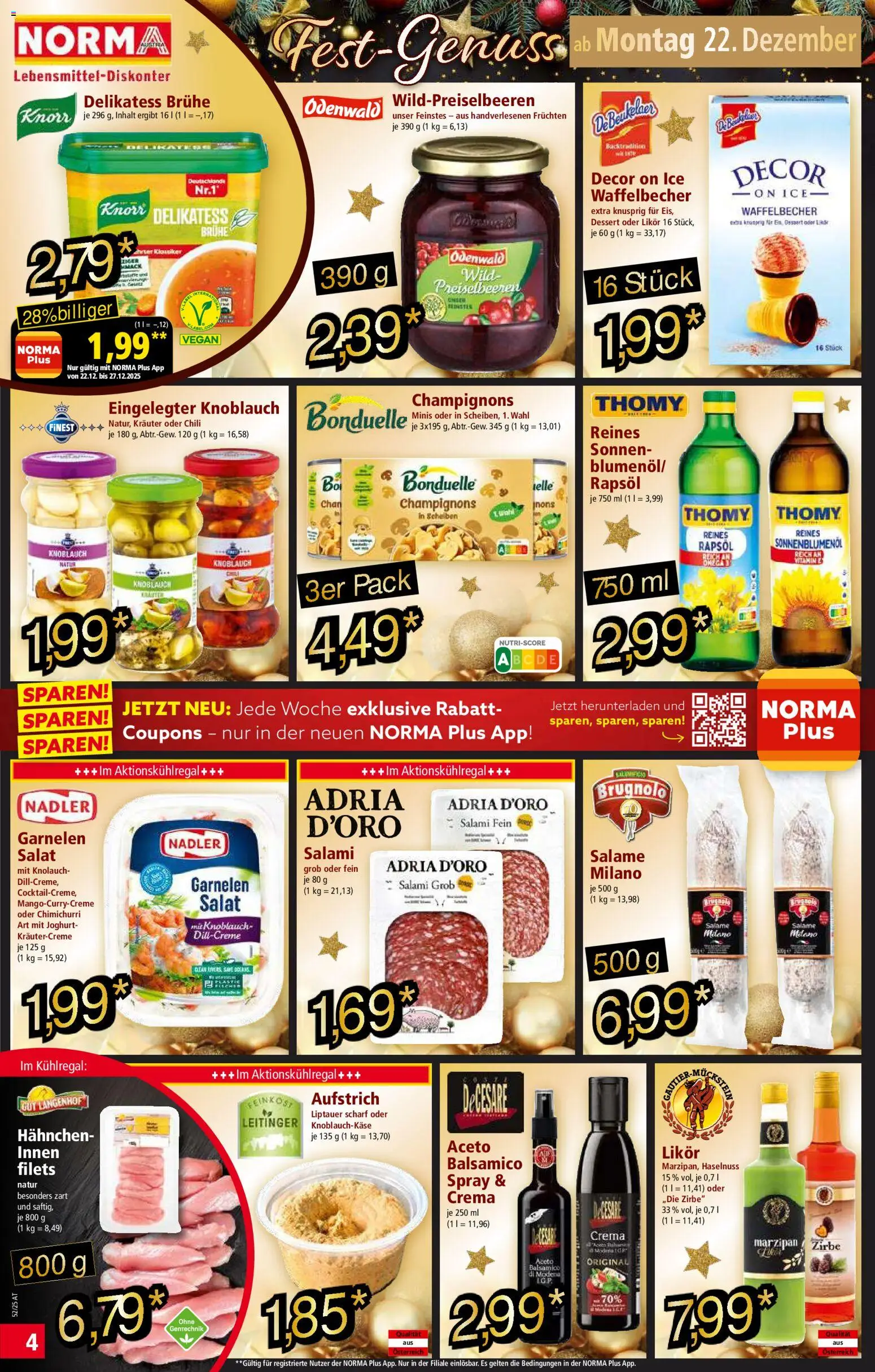 Norma Flugblatt gültig ab 22.12.2025 | Seite: 4 | Produkte: Salat, Knoblauch, Chili, Salami