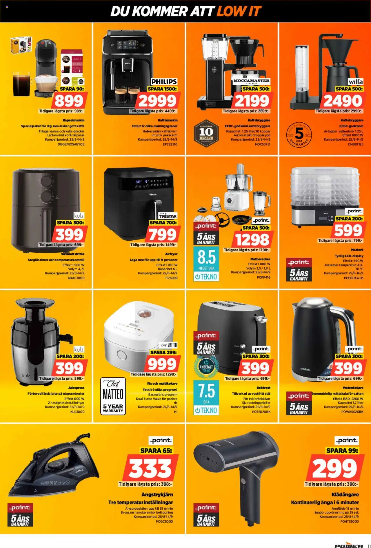 Power reklamblad aktuell från 08.09.2025 | Sida: 11 | Produkter: Kaffebryggare, Kaffe, Juice, Ris