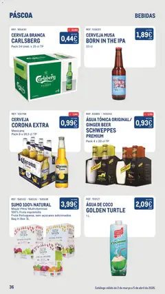 Pré-visualização Makro - Especial Páscoa válido de 02.03.2026 | Página: 36 | Produtos: Agua, Maça, Sumo, Cerveja