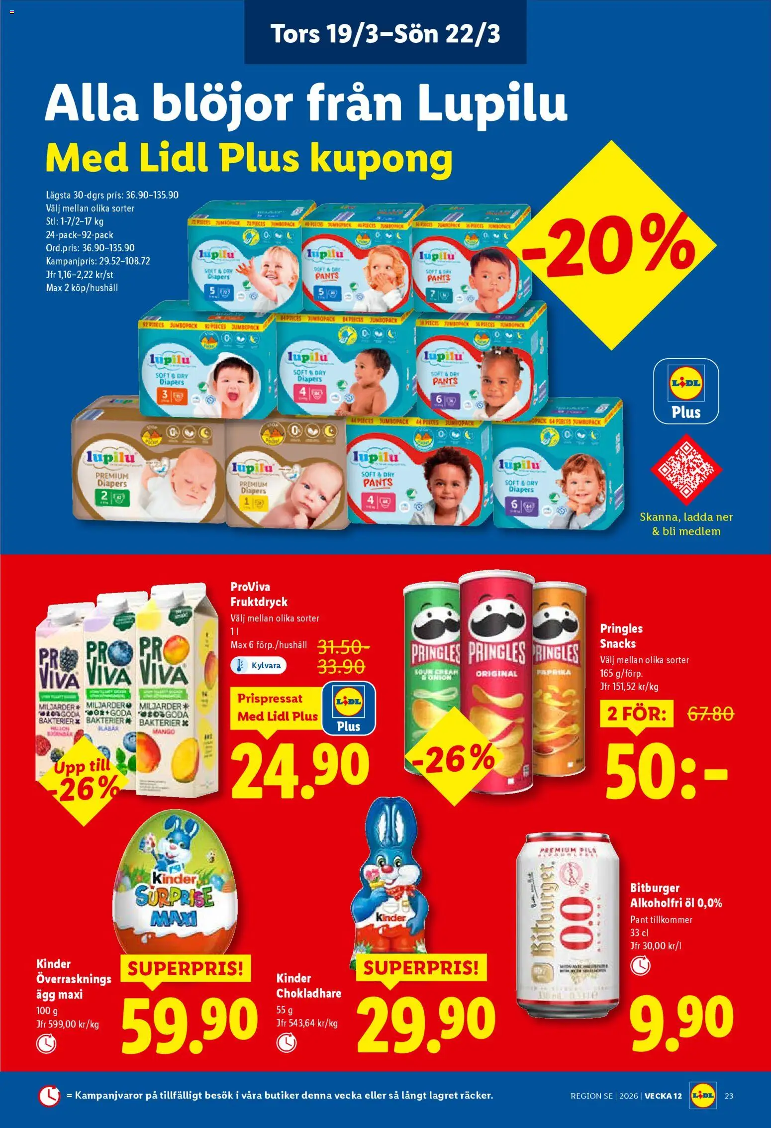 Lidl reklamblad aktuell från 16.03.2026 | Sida: 27 | Produkter: Pringles, Ägg, Öl, Blöjor