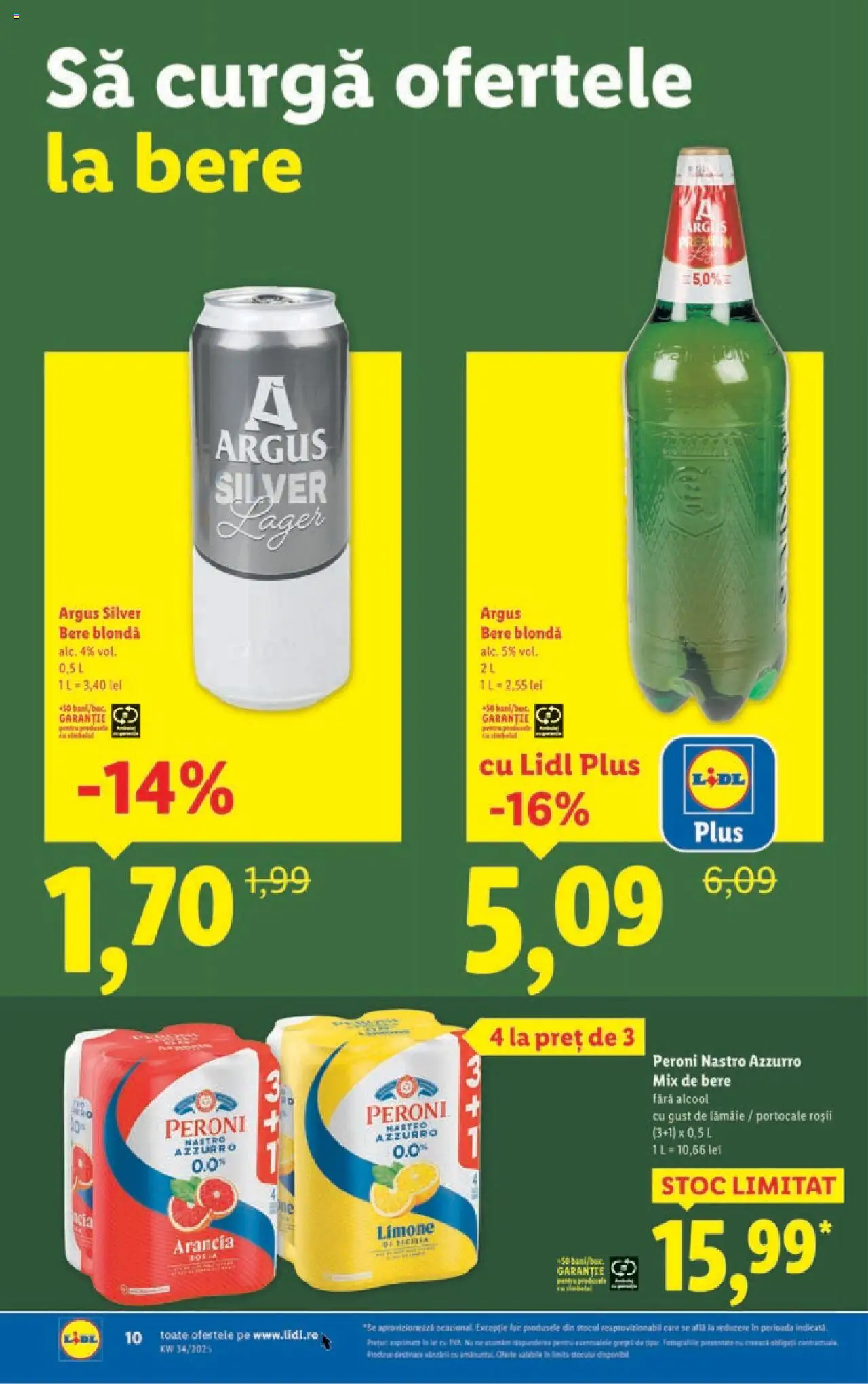 Catalog Lidl – valabil de la 18.08.2025 | Pagină: 10 | Produse: Bere, Portocale, Roșii, Lămâie