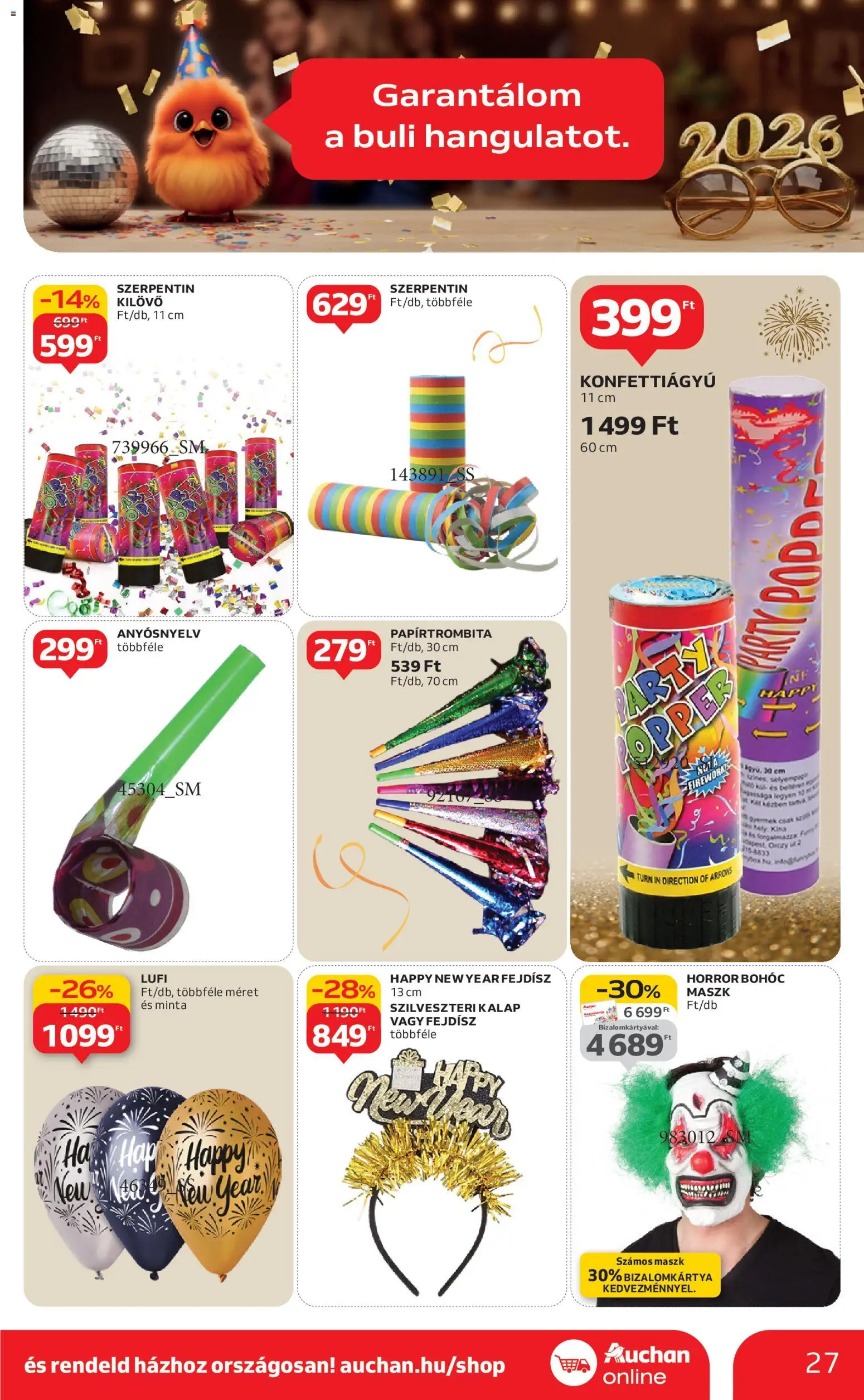 Auchan akciós ujság - amely érvényes a következő dátumtól: 27.12.2025 | Oldal: 27 | Termékek: Kalap, Maszk