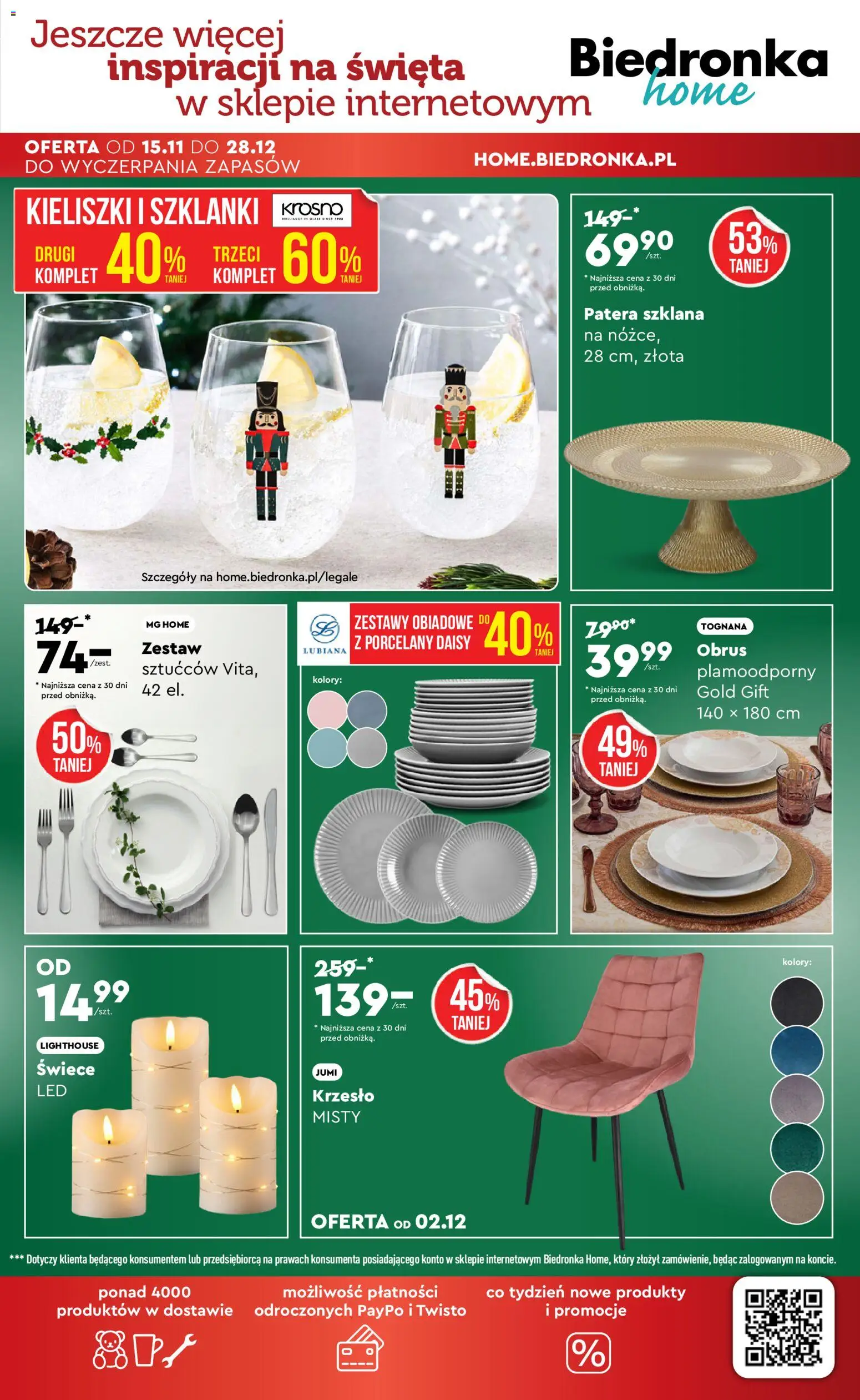 Biedronka gazetka - Home od 29.11.2025 | Strona: 3 | Produkty: Krzesło, Szklanki, Świece