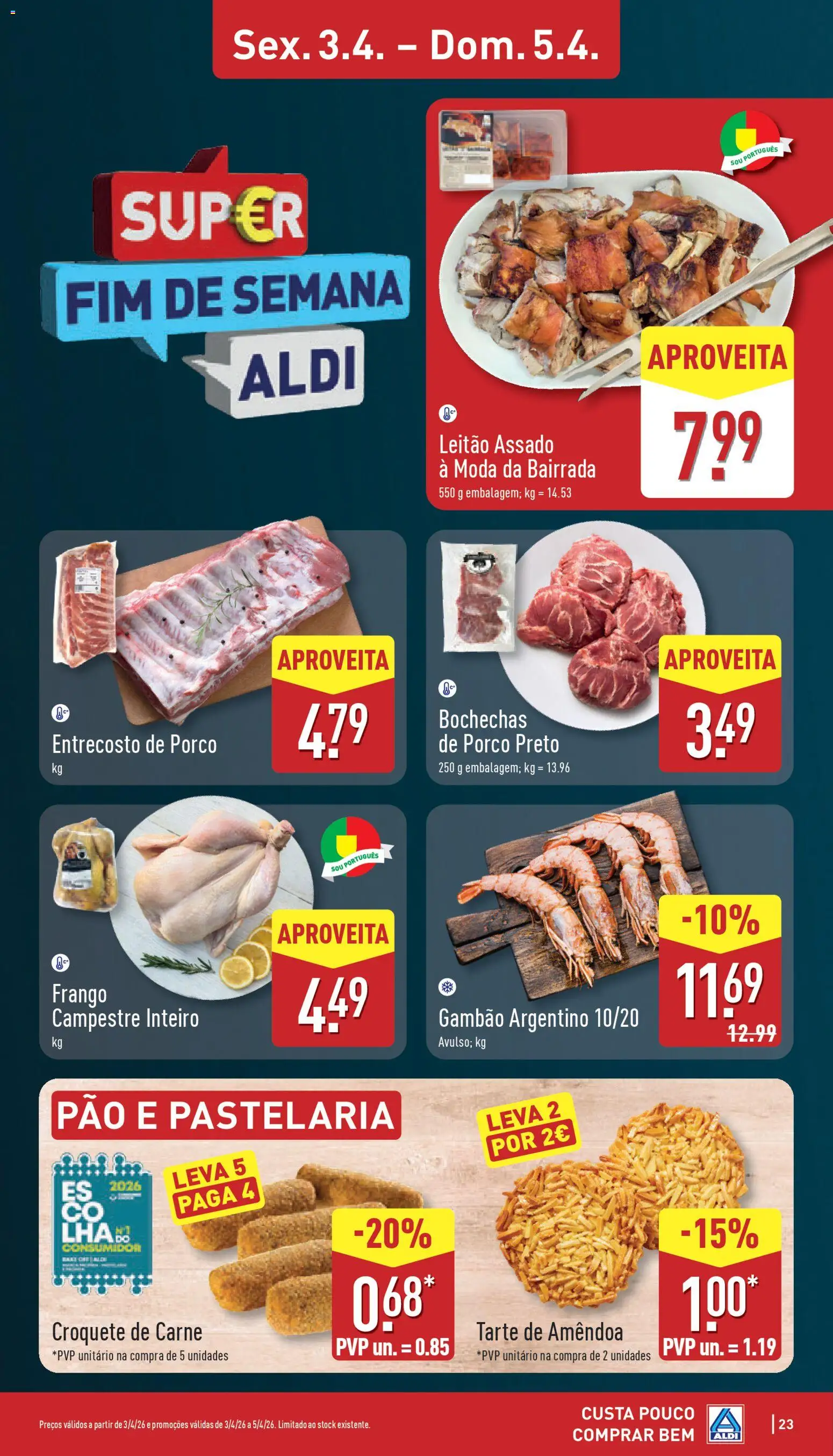 Aldi folheto │ válido de 30.03.2026 | Página: 23 | Produtos: Frango, Pão, Tarte, Carne