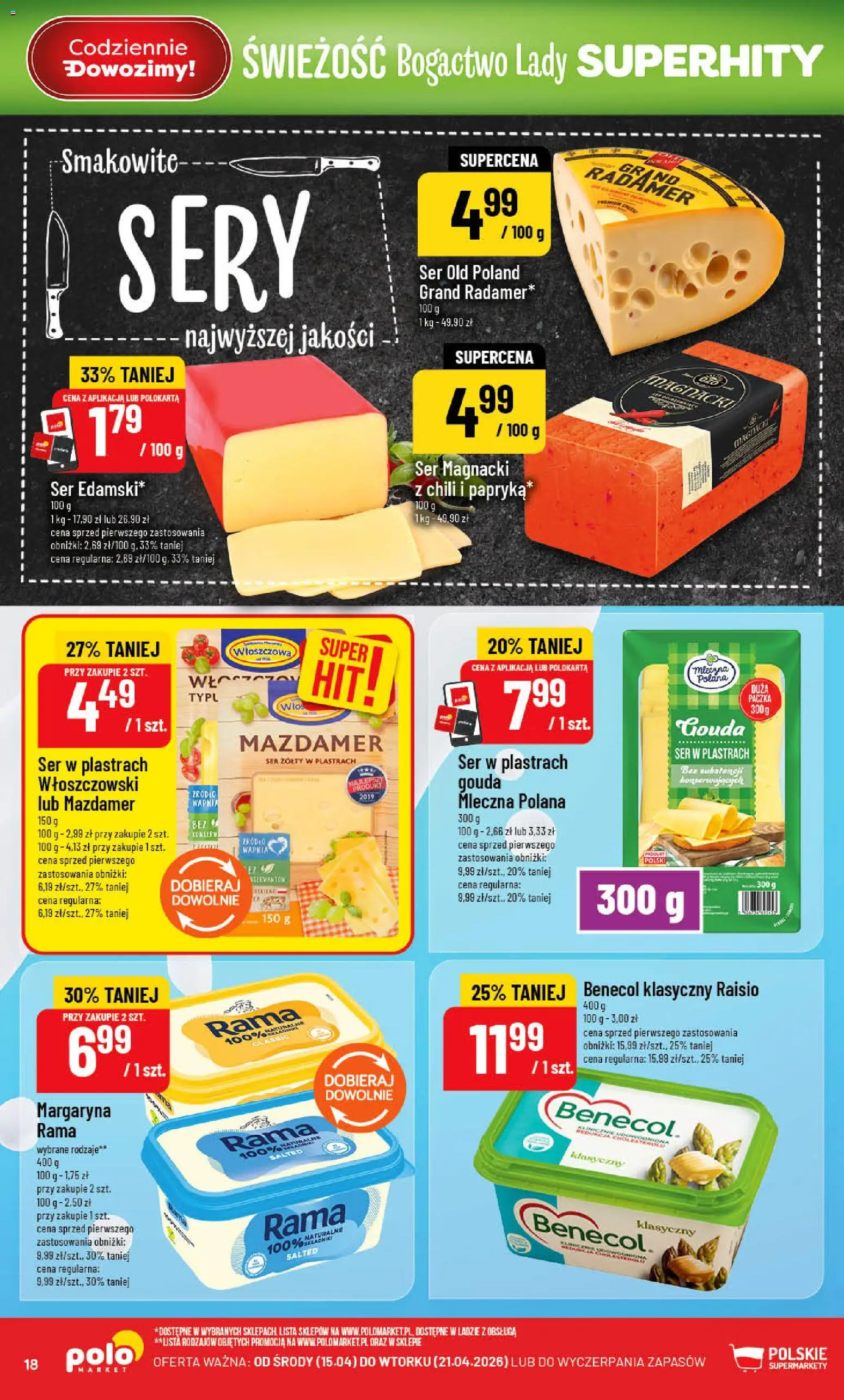 POLOmarket gazetka od 15.04.2026 | Strona: 18 | Produkty: Ser żółty, Chili, Sery, Ser